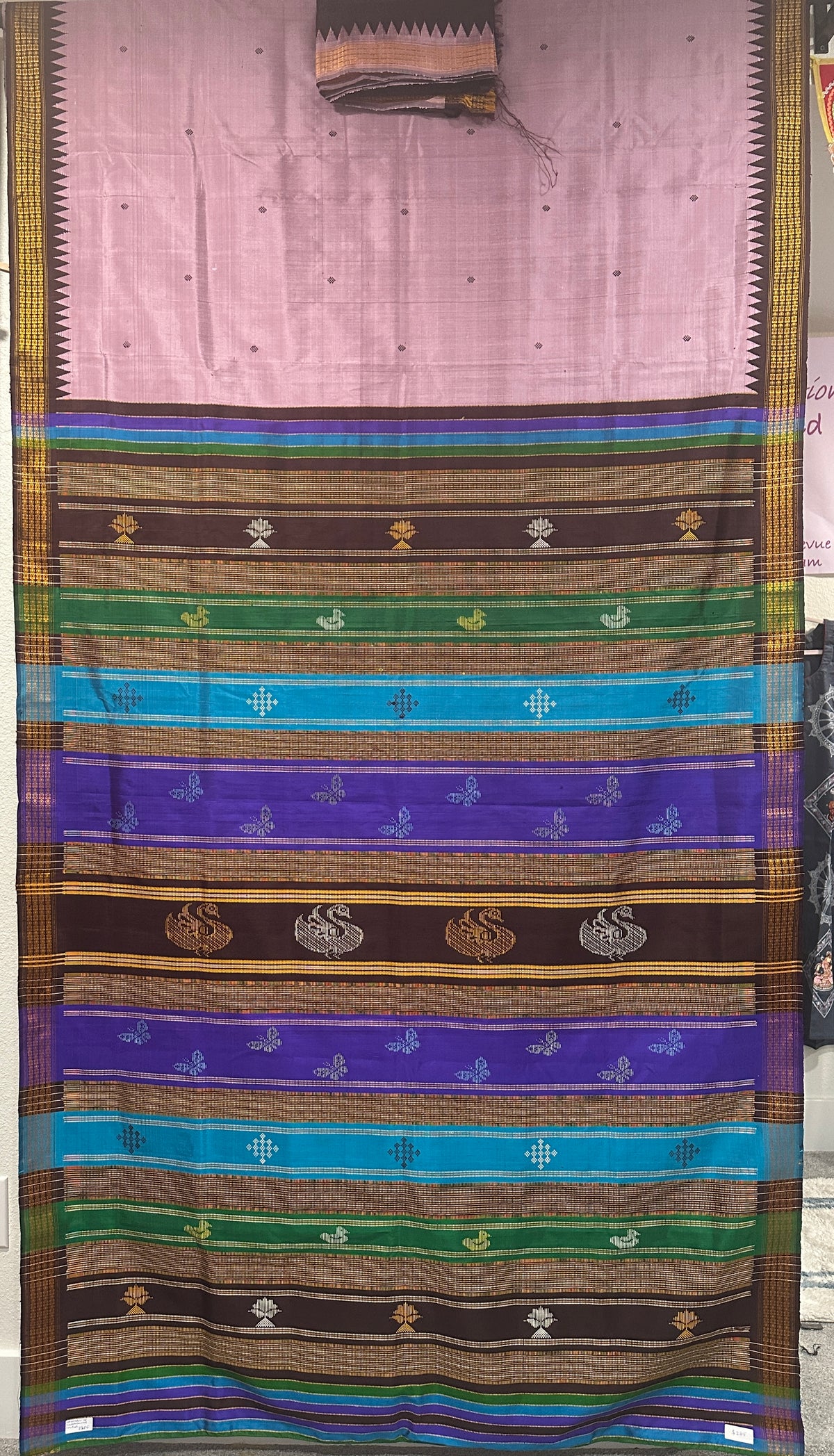 Berhampuri Double Palla Dusty Lavender