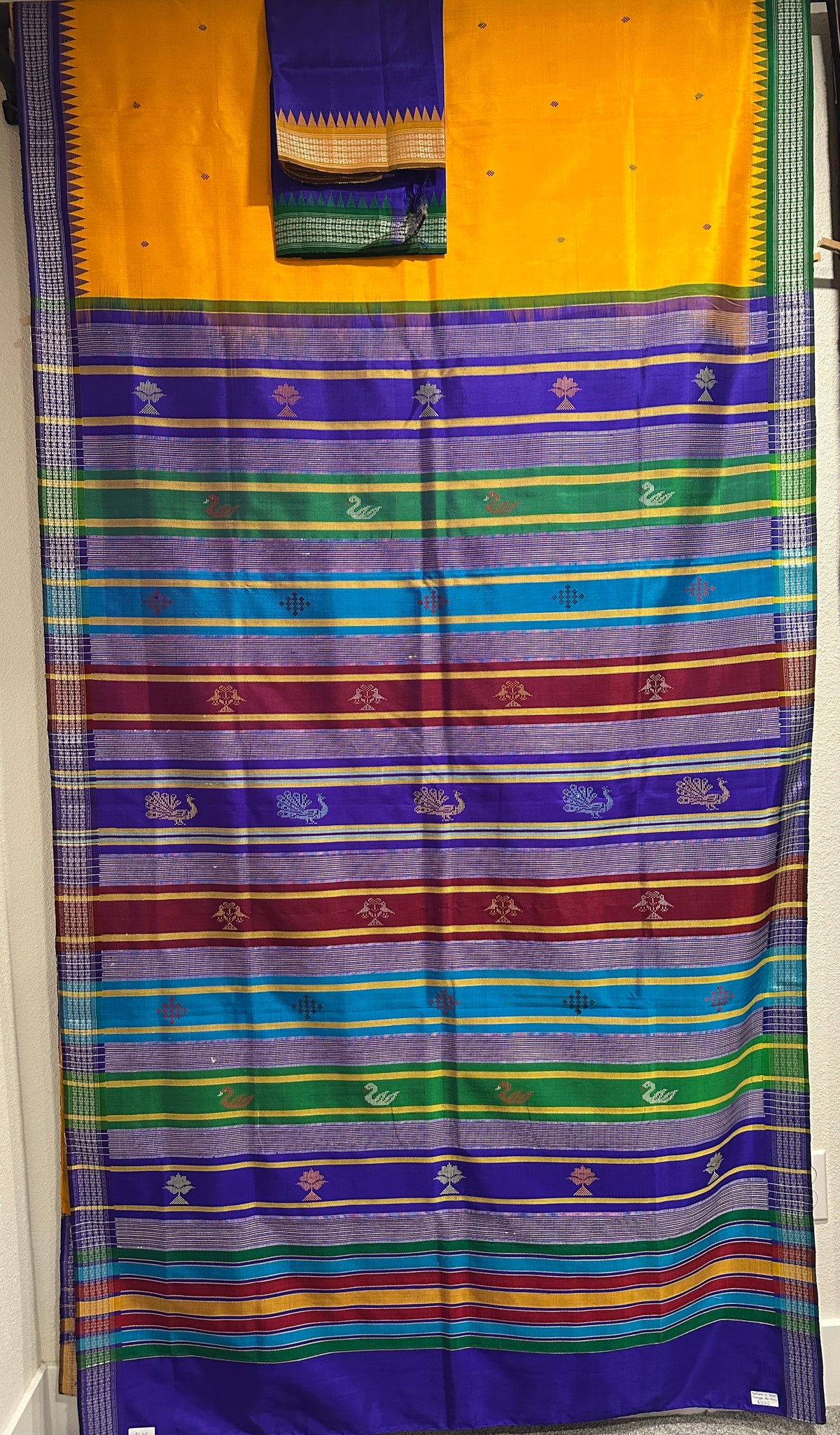 Berhampuri Double Palla Yellow