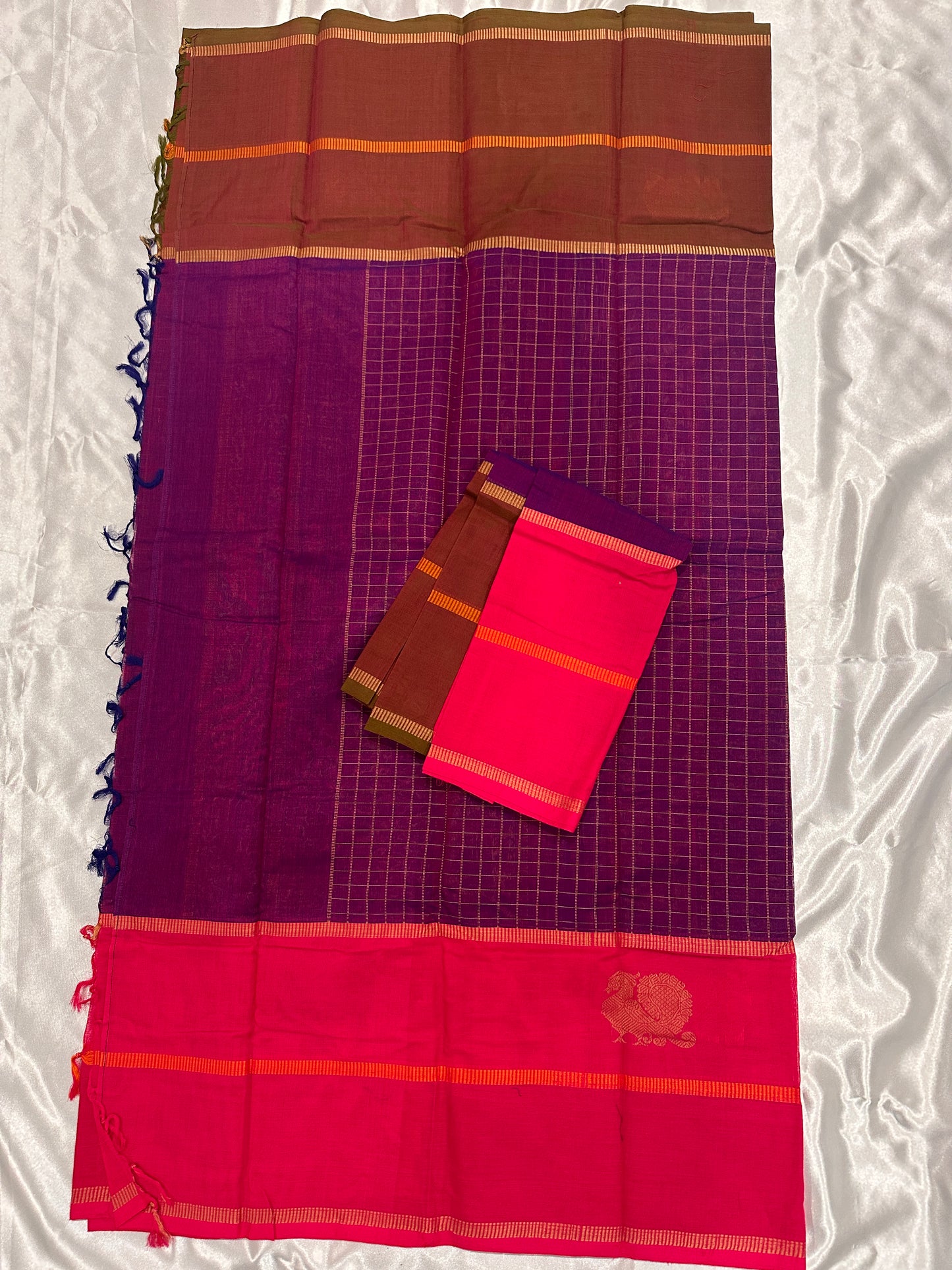 Chettinad Cotton Violet with Broad Woven Thread Border