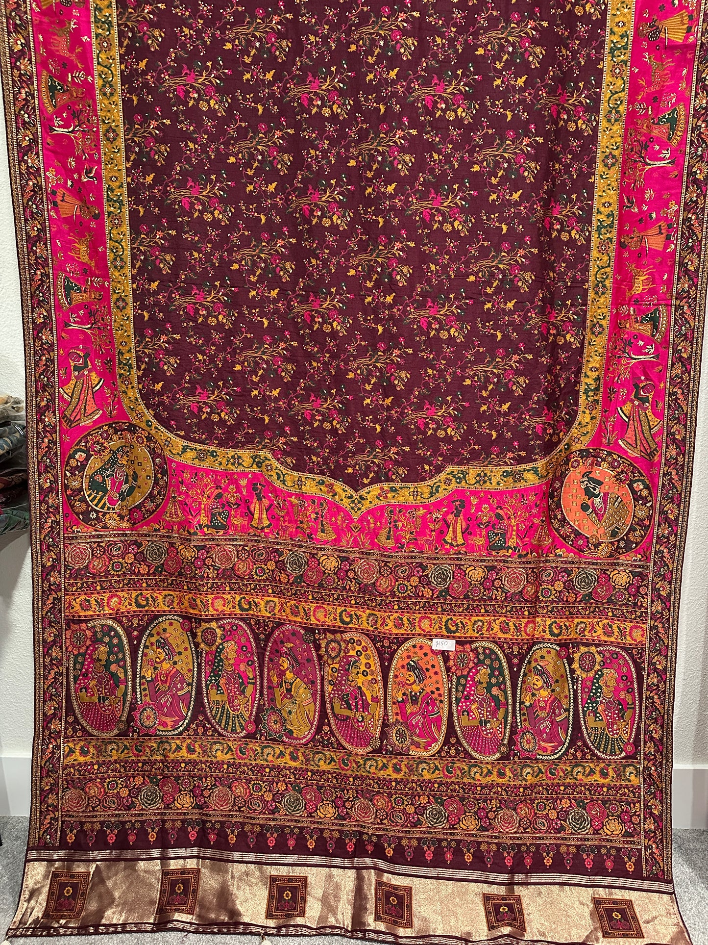 Pure Silk Sarees with Pashmina style - Wine
