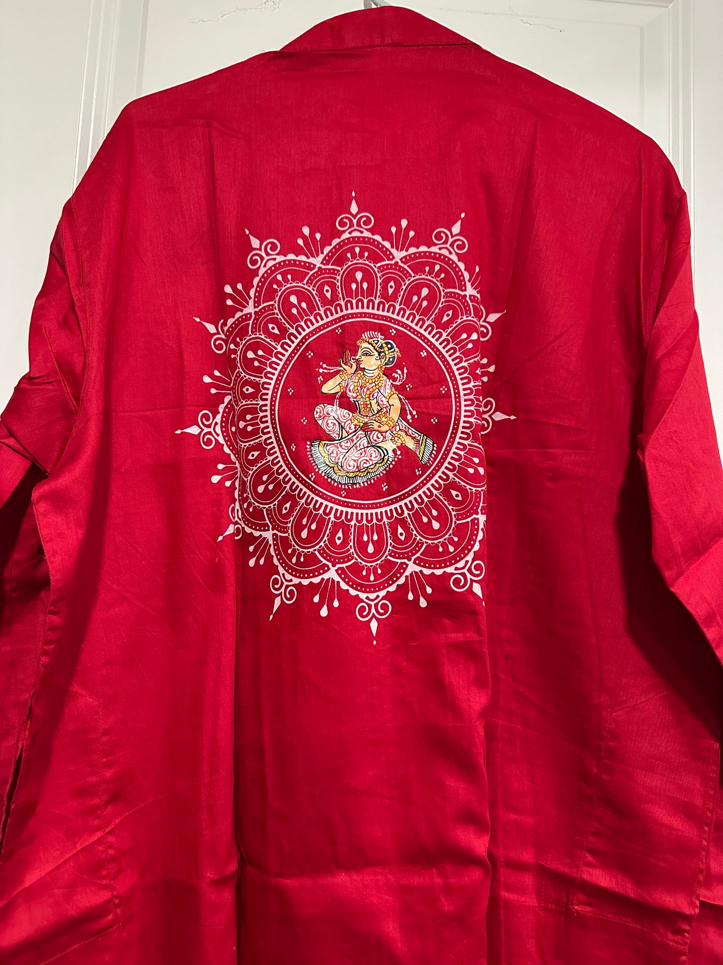 Men's Kurta - Pattachitra - Red with Alpana design