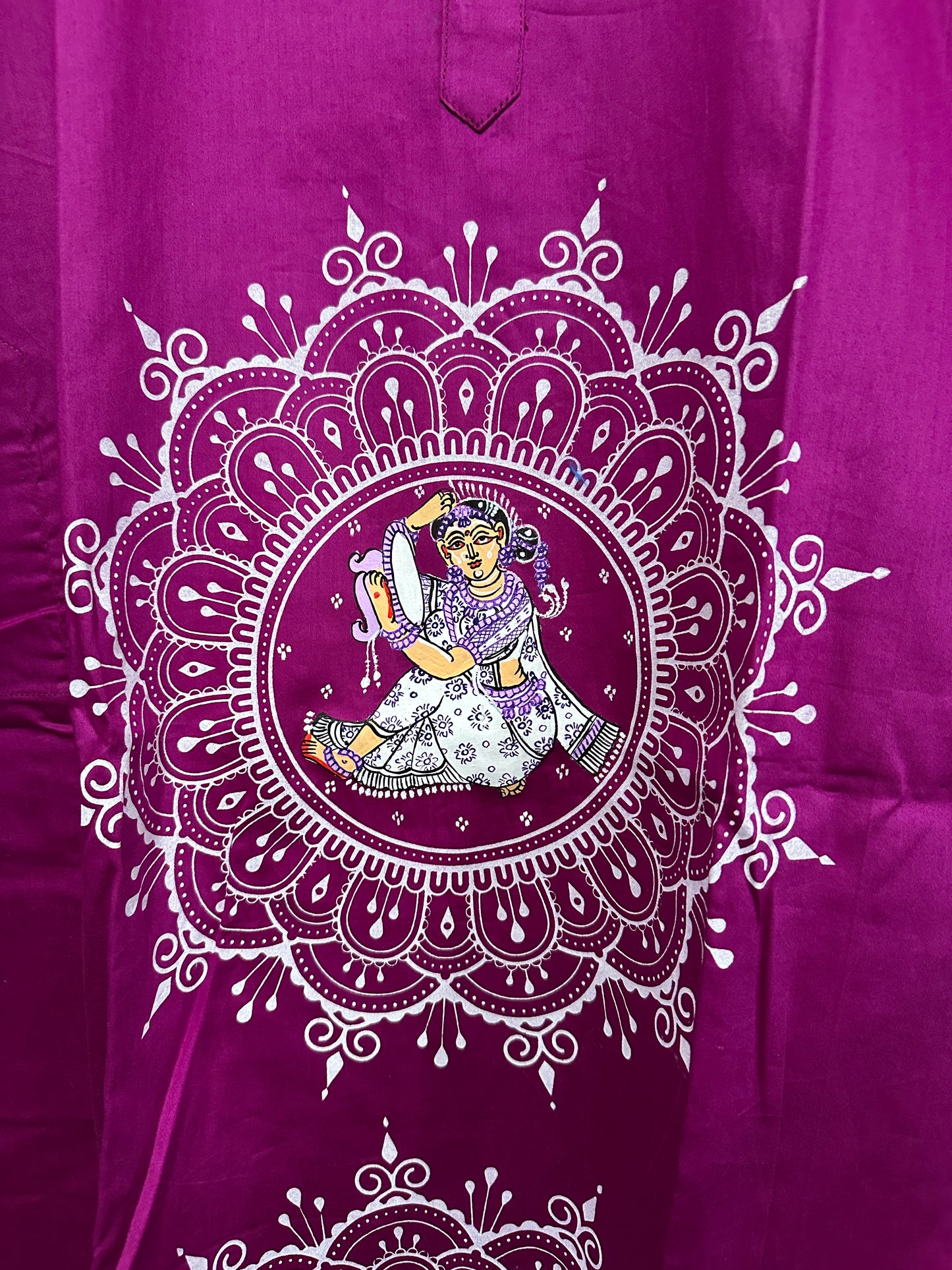 Men's Kurta - Pattachitra - Wine with Alpana design