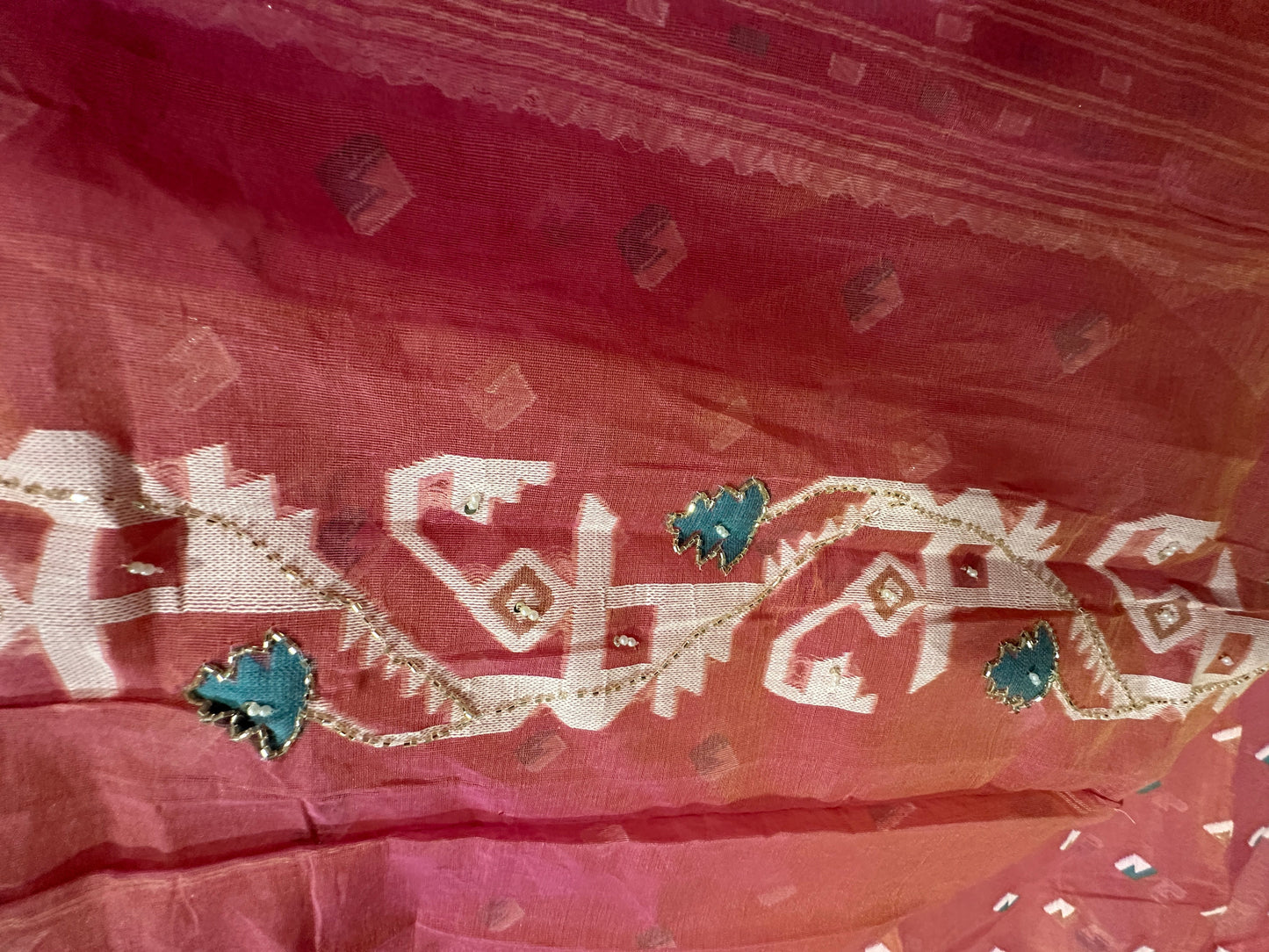 Cut Dana Dhakai in Pinkish Peach