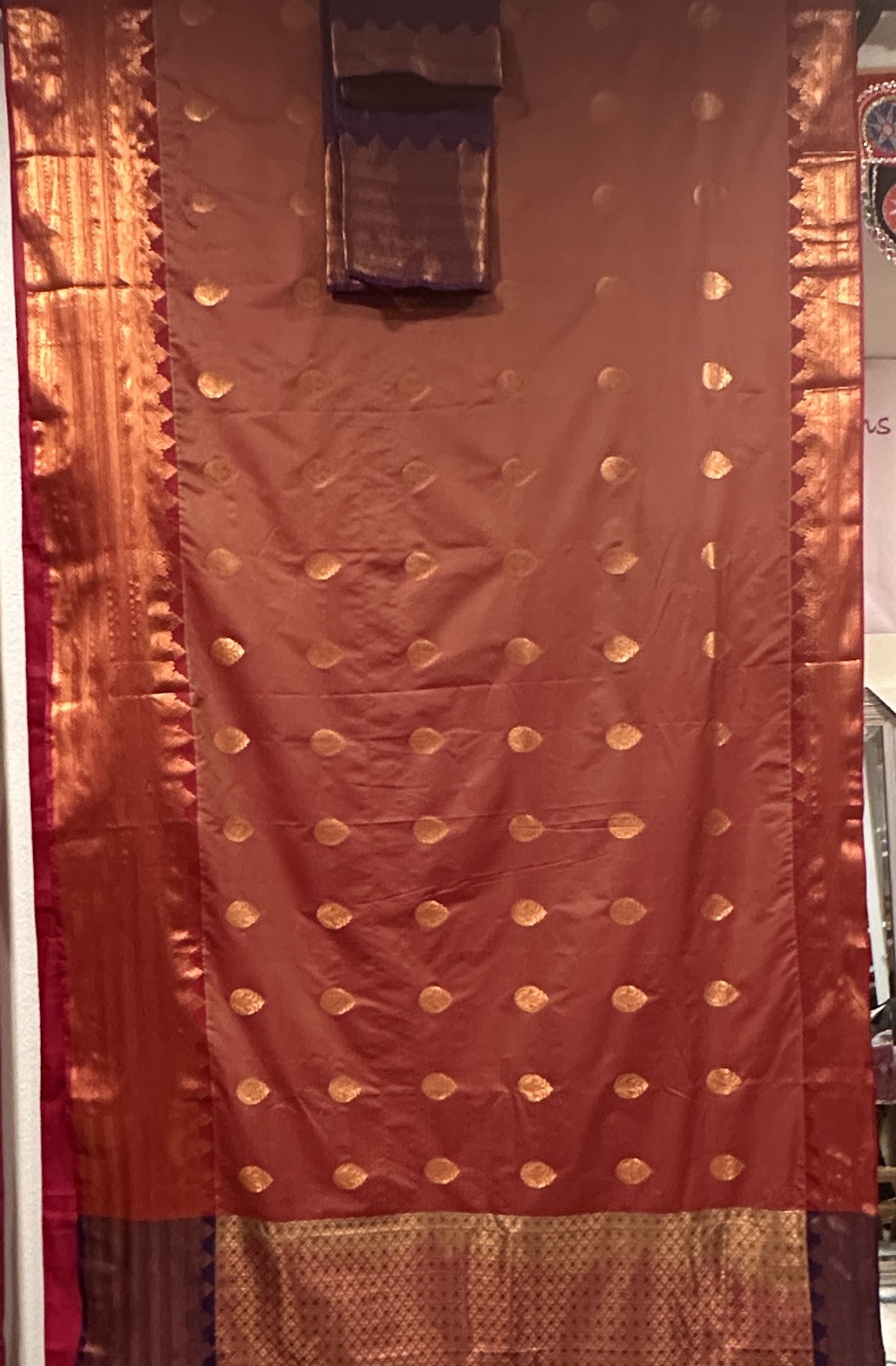 Kanji Silk Saree - Dark Milk Chocolate with Brown and Zari Aanchal