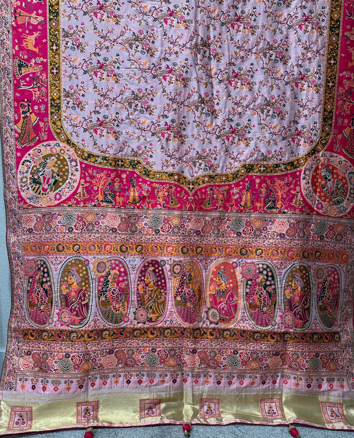 Pure Silk Sarees with Pashmina style - Pink