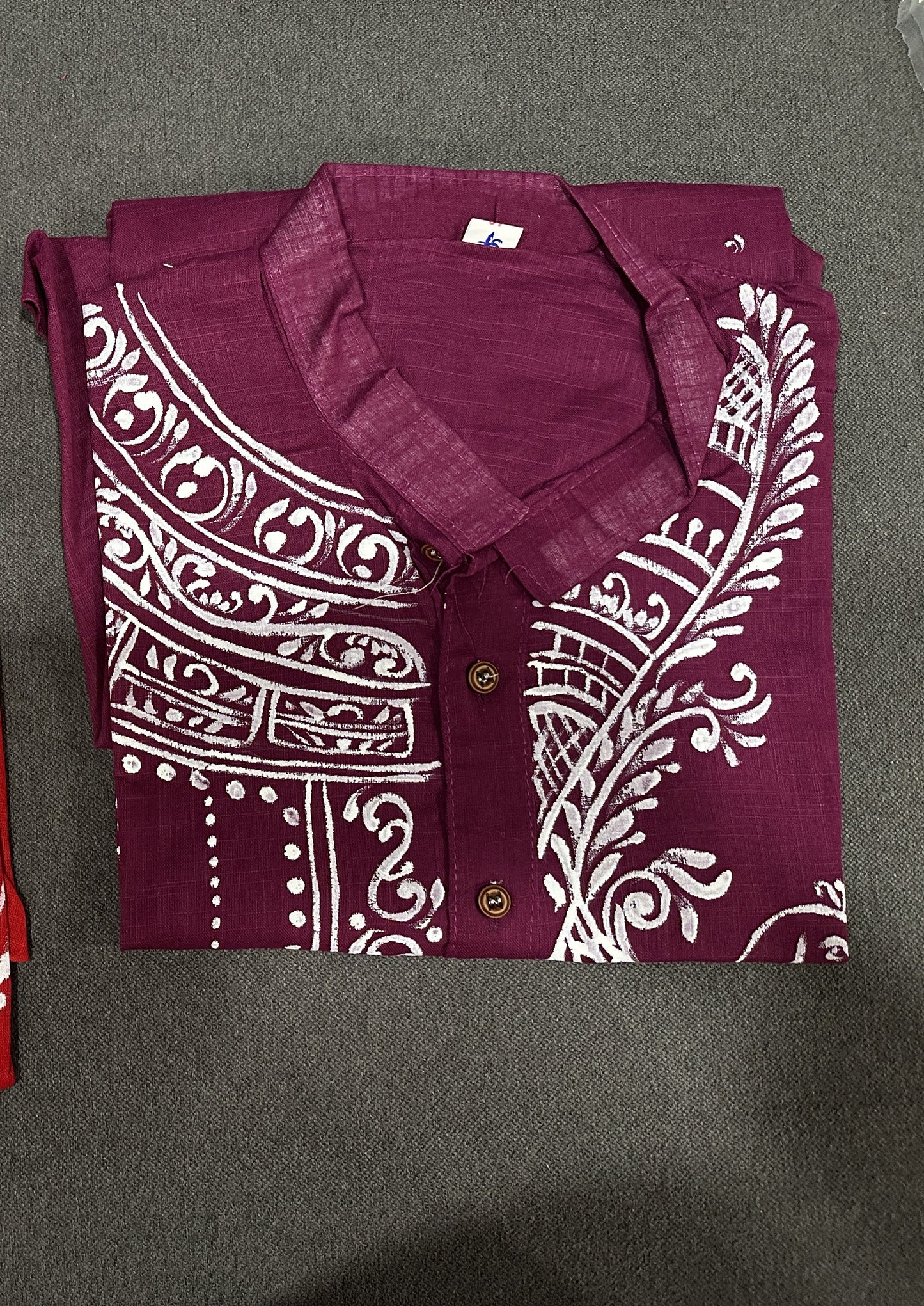 Men's Kurta - Cotton with Bengal Art Work