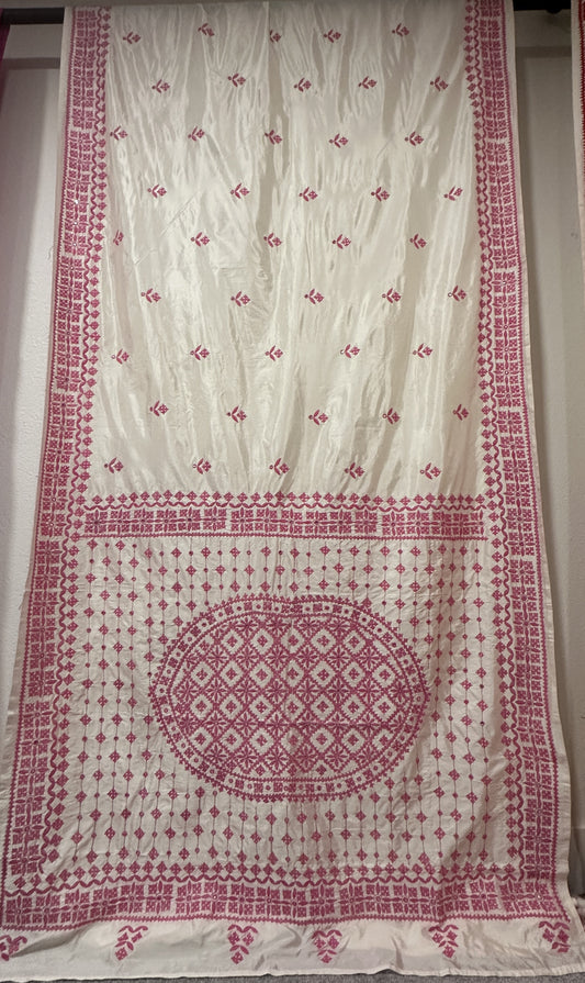 Gujrati Stitch on Offwhite Khadi Silk