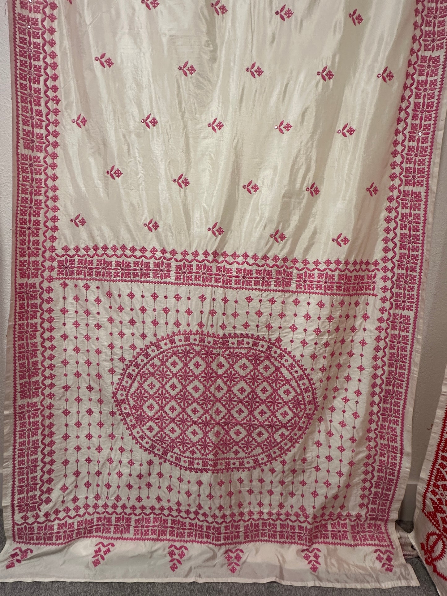 Gujrati Stitch on Offwhite Khadi Silk