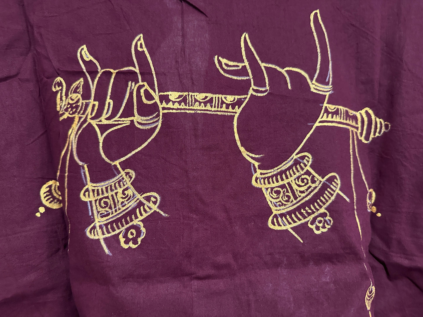 Men's Kurta - Pattachitra - Maroon with Radha Krishna