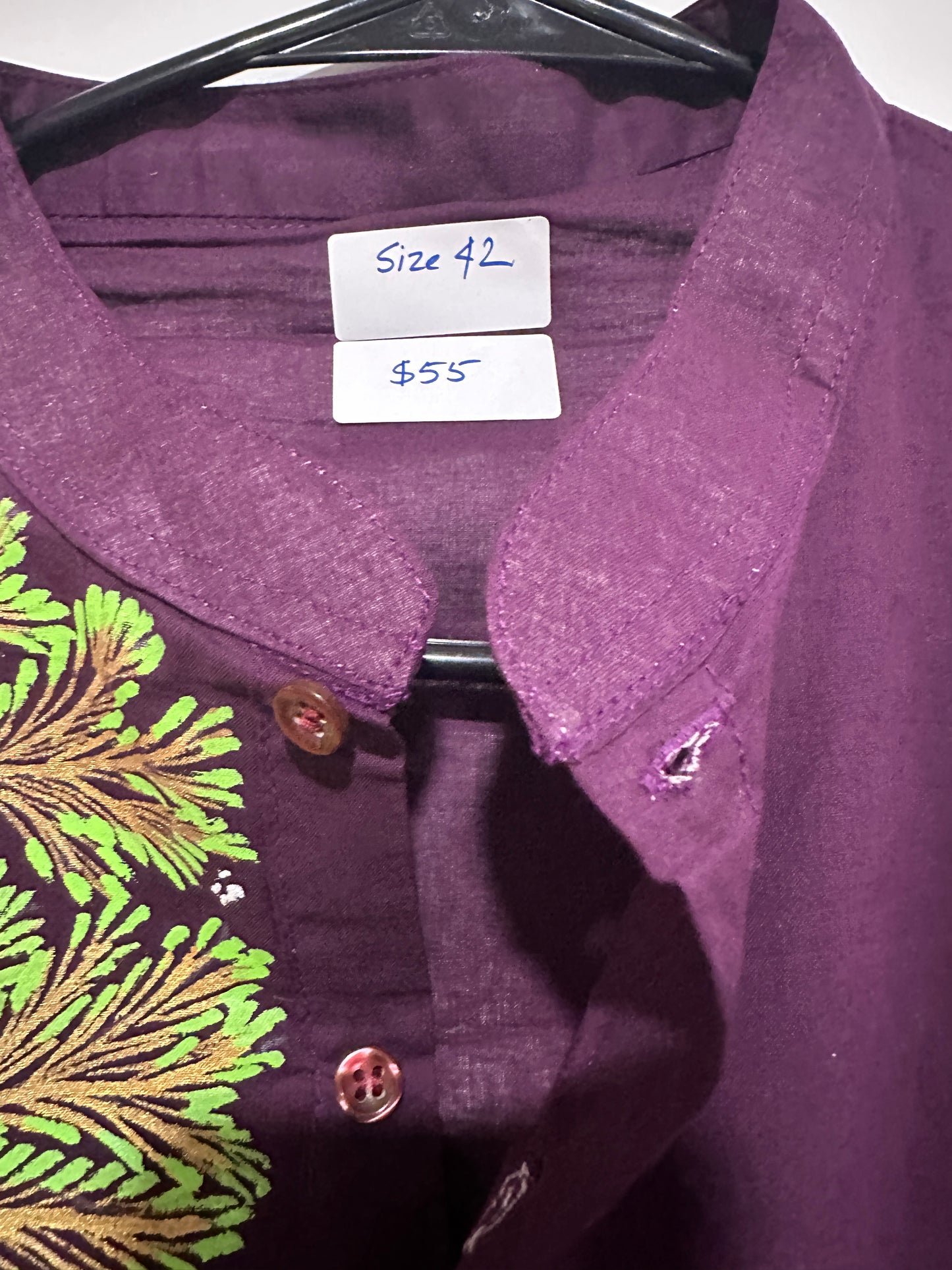 Men's Kurta - Pattachitra - WineMaroon with Radha Krishna