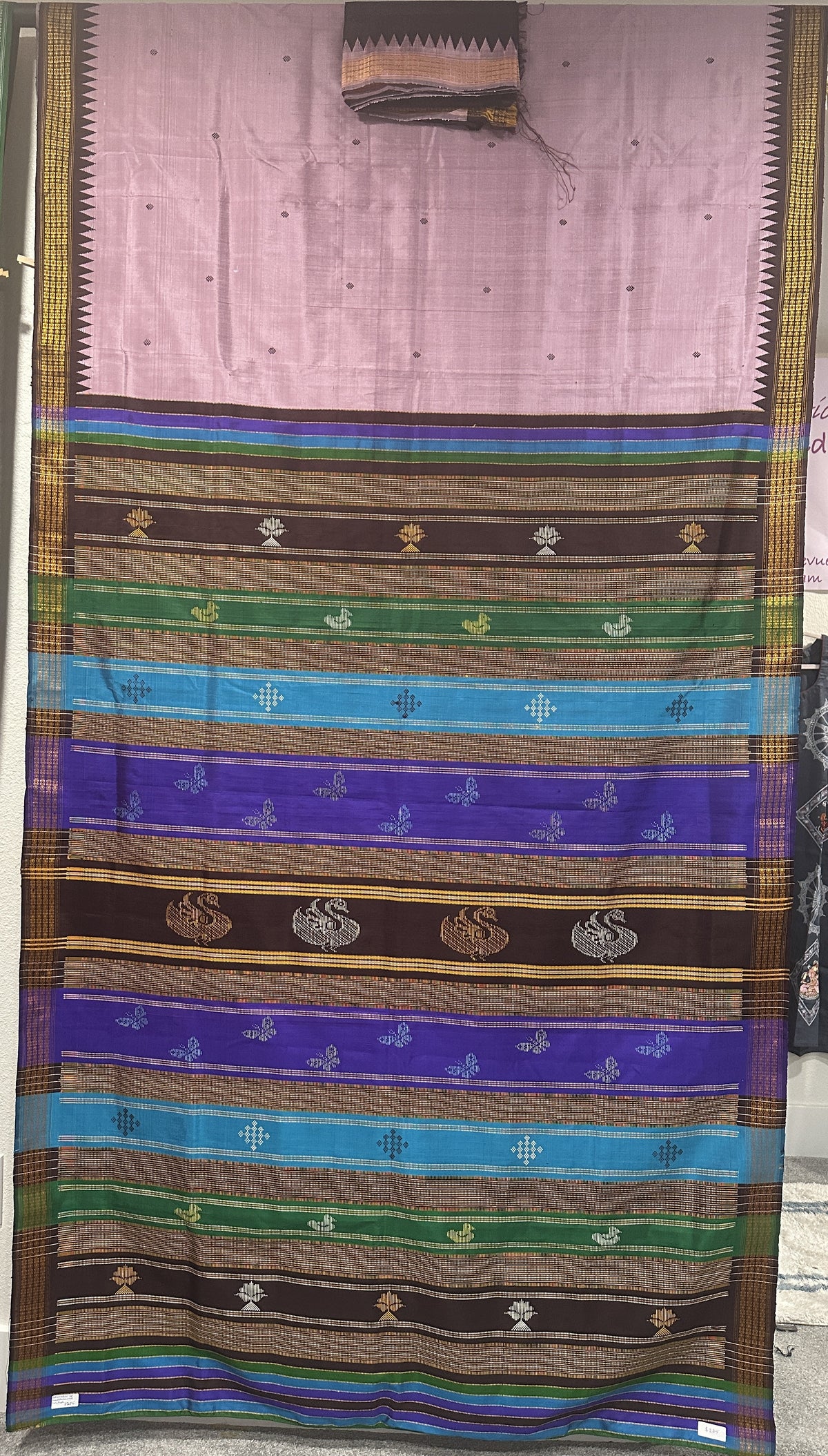 Berhampuri Double Palla Dusty Lavender