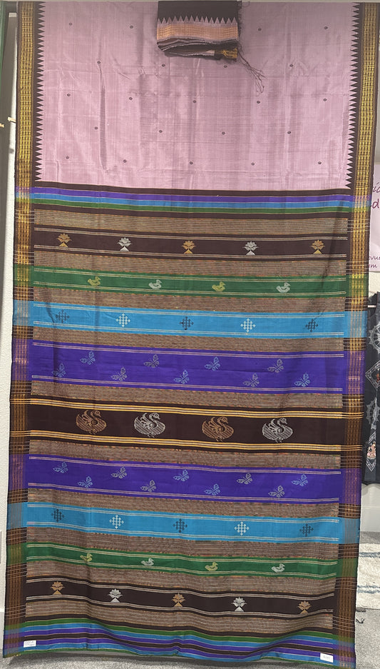 Berhampuri Double Palla Dusty Lavender