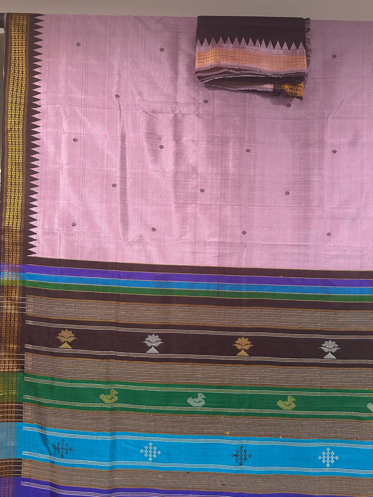 Berhampuri Double Palla Dusty Lavender