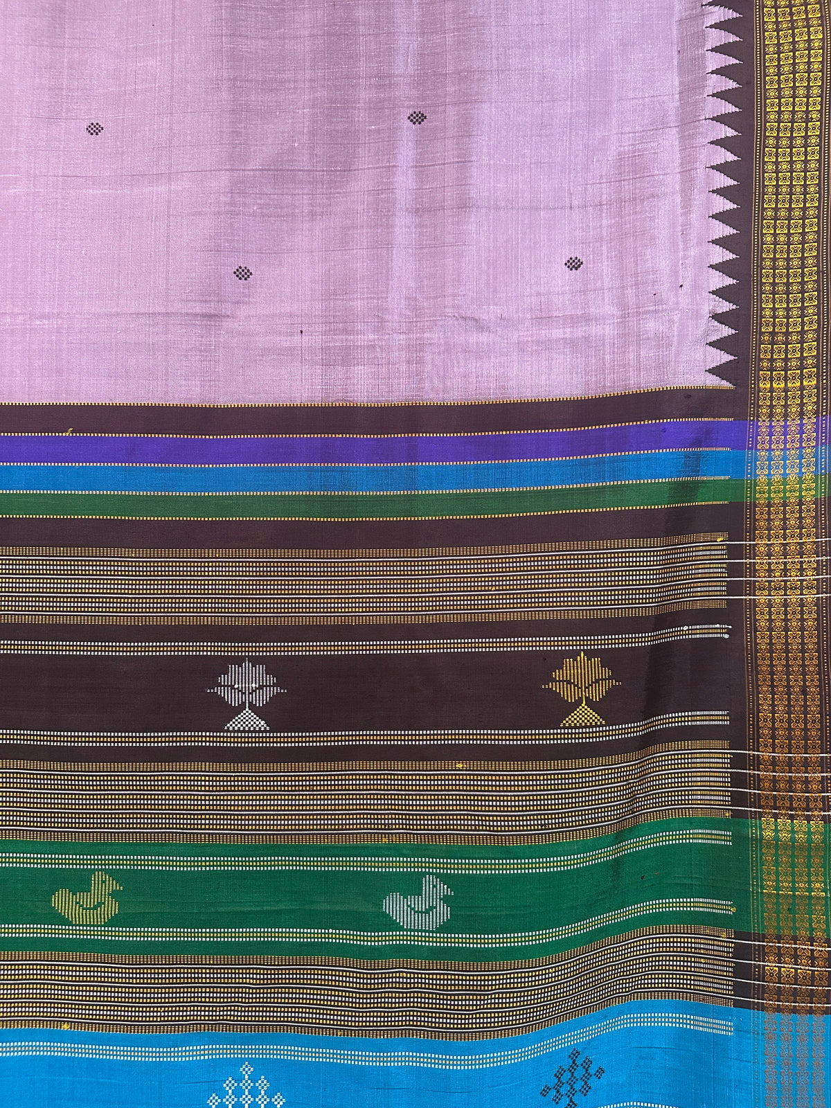 Berhampuri Double Palla Dusty Lavender