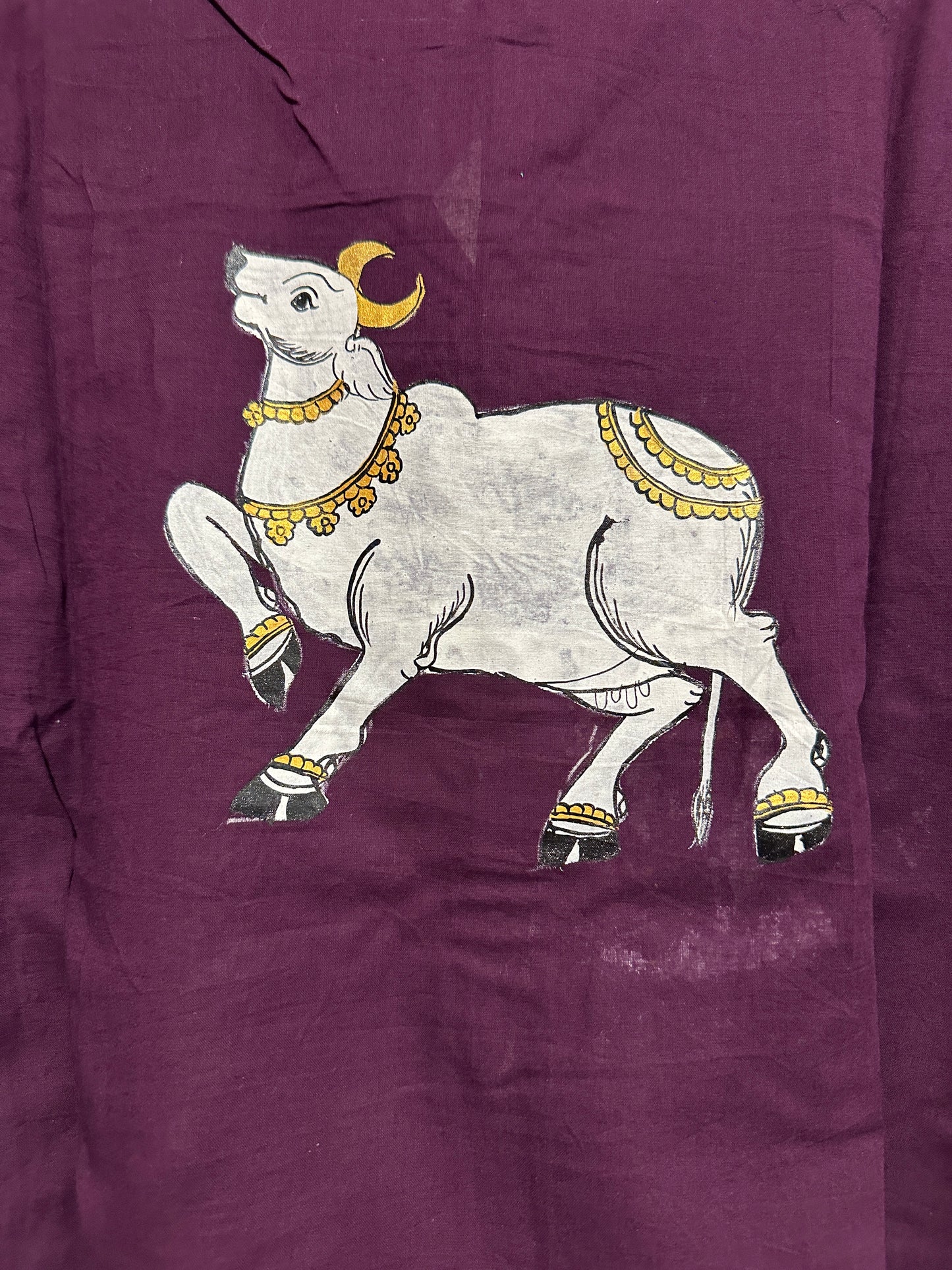 Men's Kurta - Pattachitra - WineMaroon with Radha Krishna