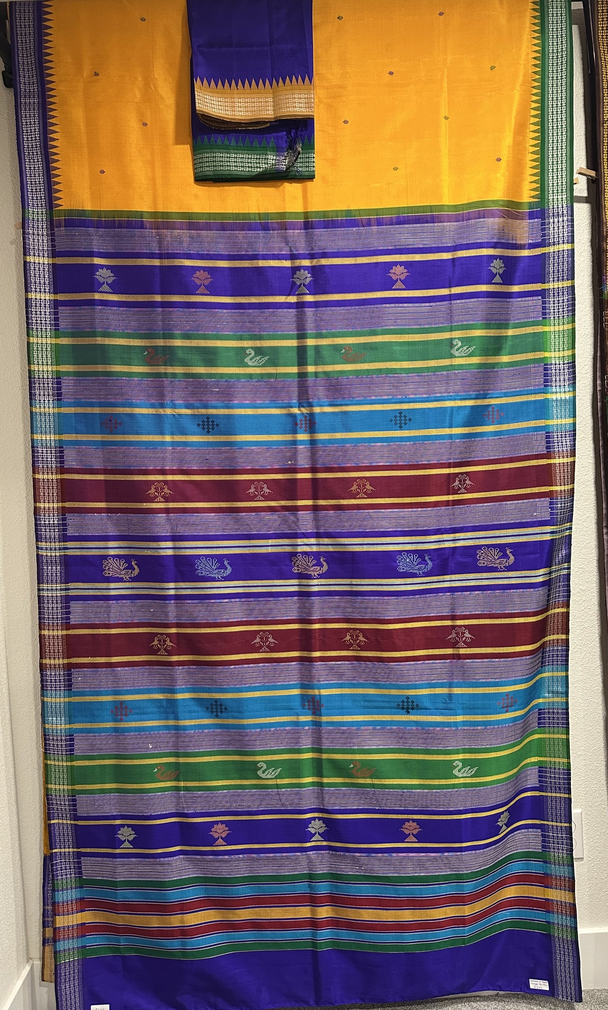Berhampuri Double Palla Yellow