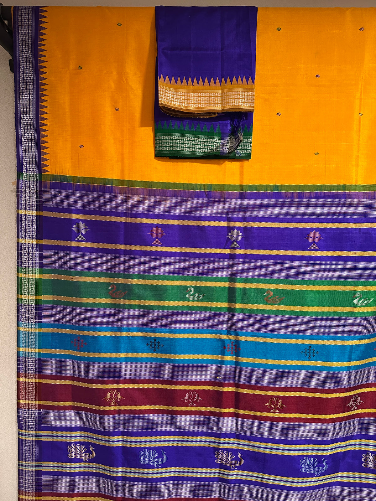 Berhampuri Double Palla Yellow