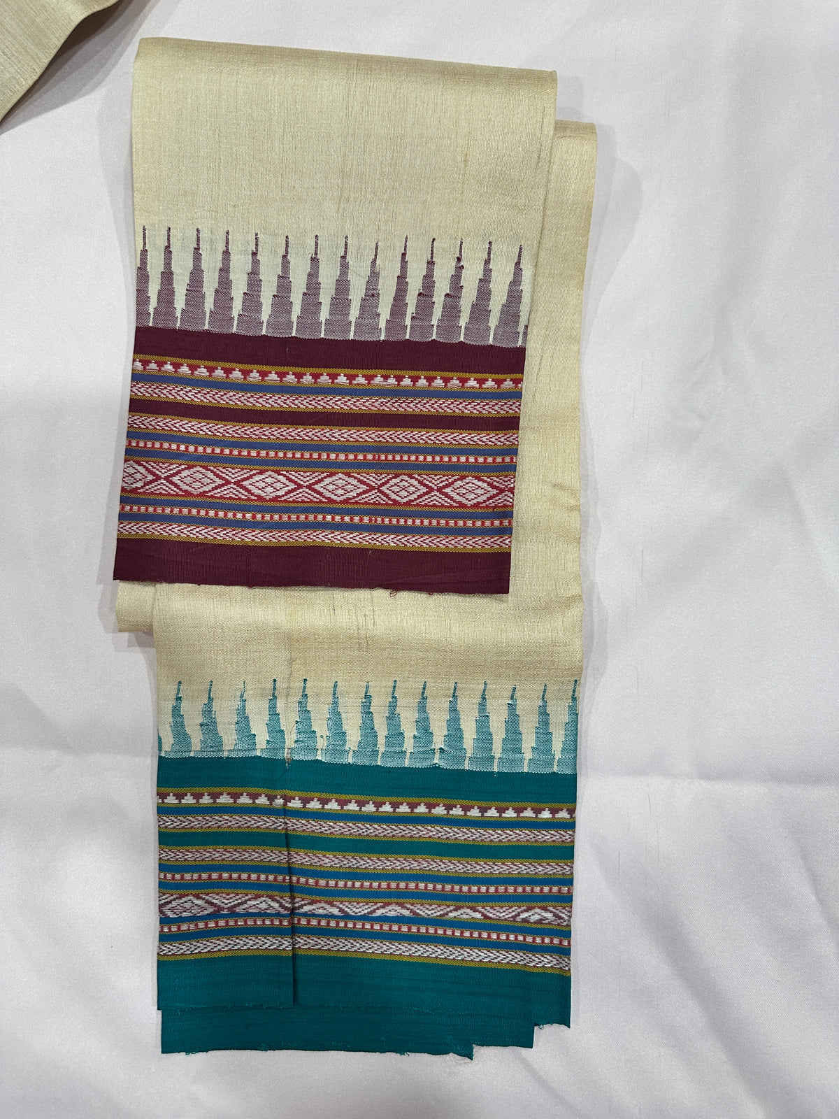 Vidharbha Tussar - Chocolate Brown and Green Ganga Jamuna Border