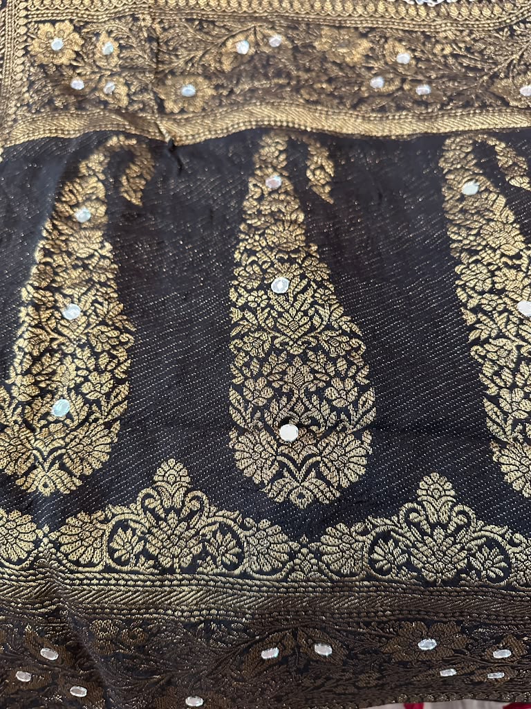 Modal Silk With Ajrak Print and Real Mirror and Woven border