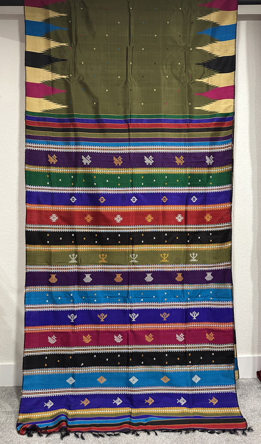 Berhampuri Double Palla Mehendi Green