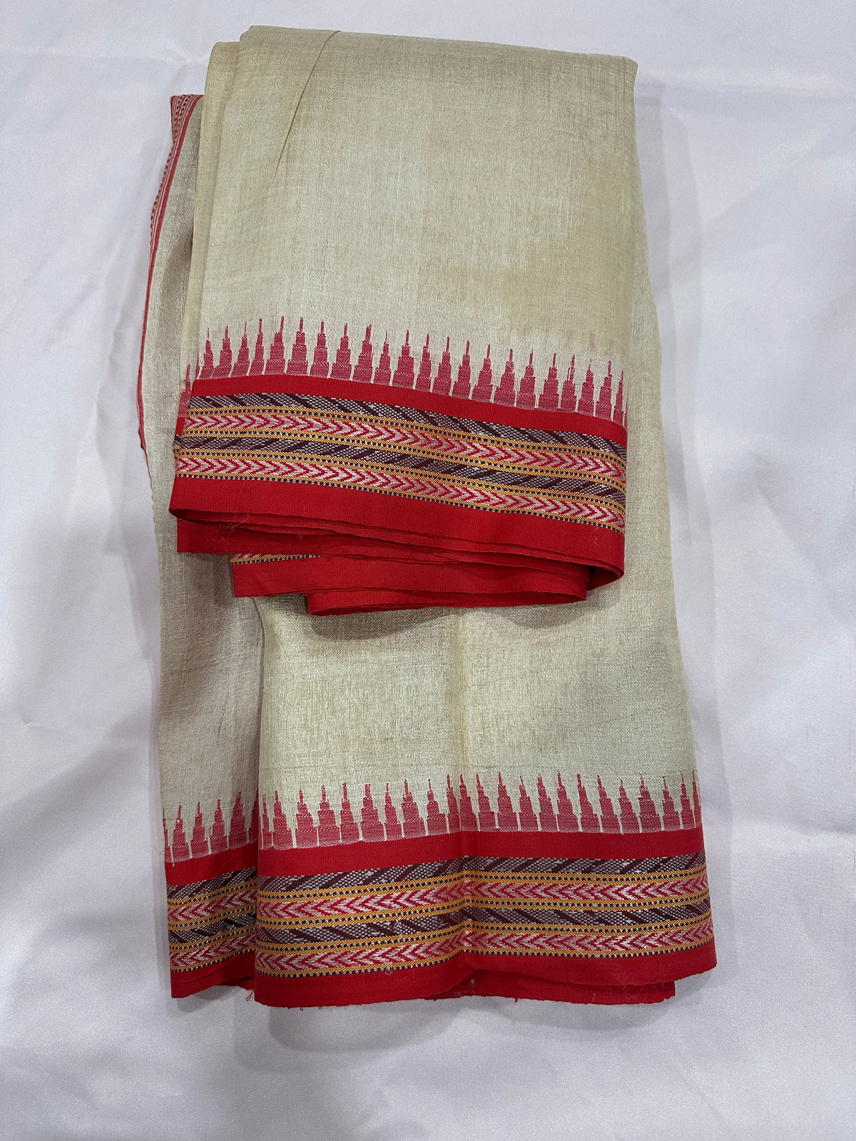 Vidharbha Tussar - Tomato Red Regular Border