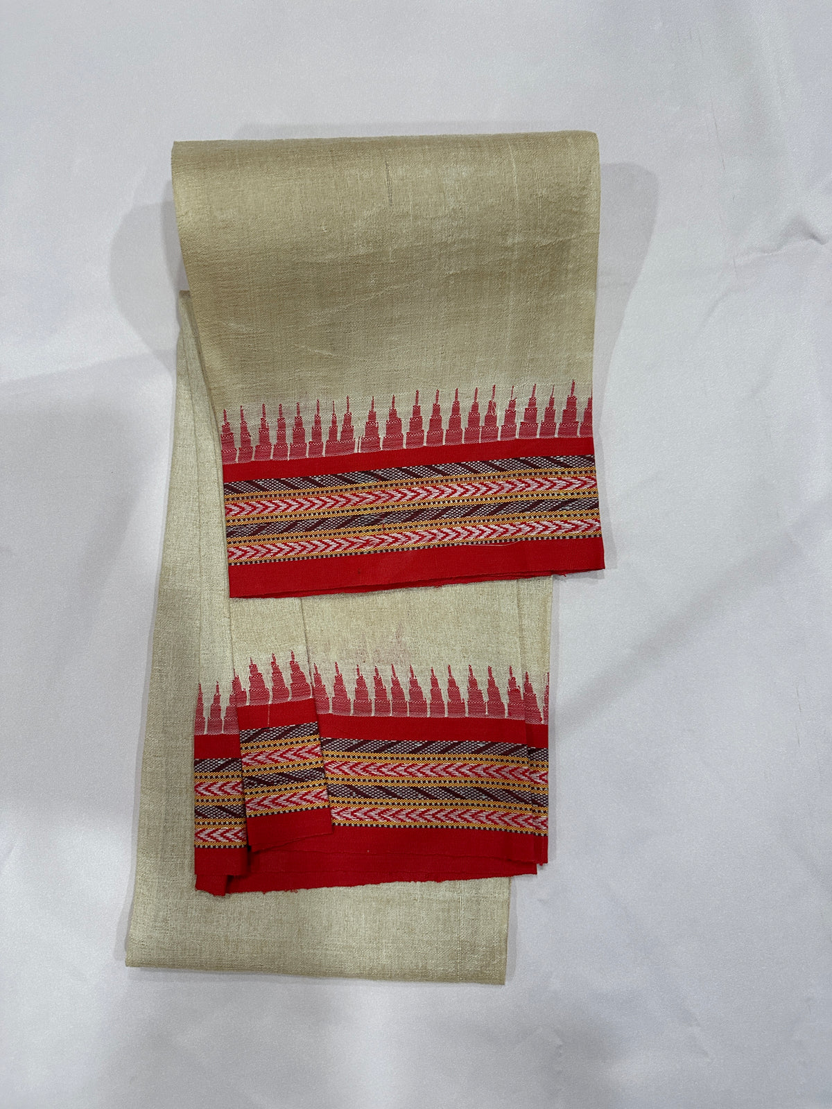 Vidharbha Tussar - Tomato Red Regular Border