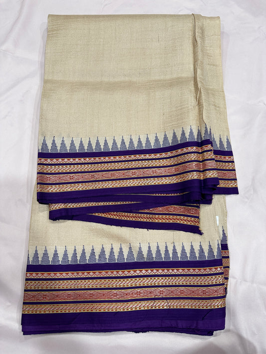 Vidharbha Tussar - Violet Regular Border