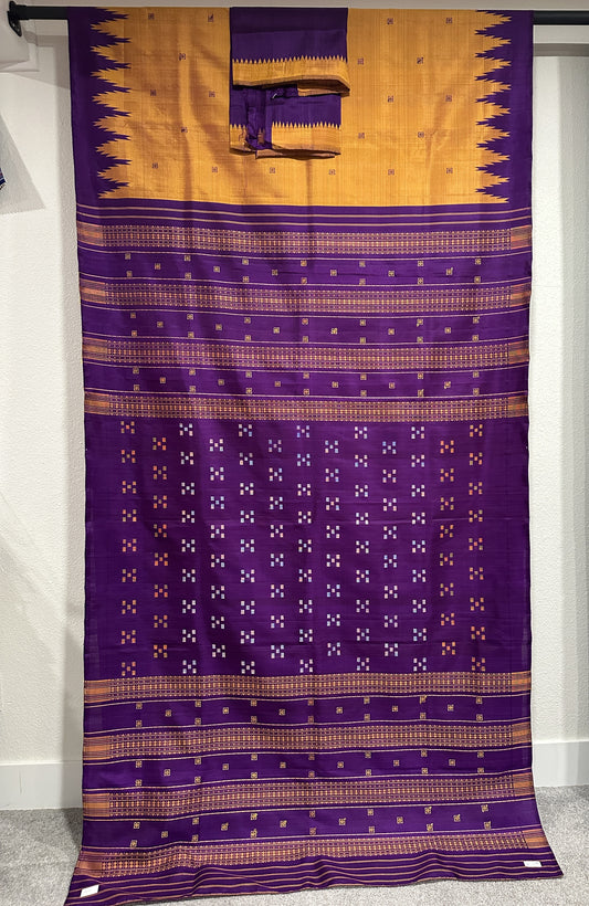 Berhampuri Double Palla Mustard Yellow
