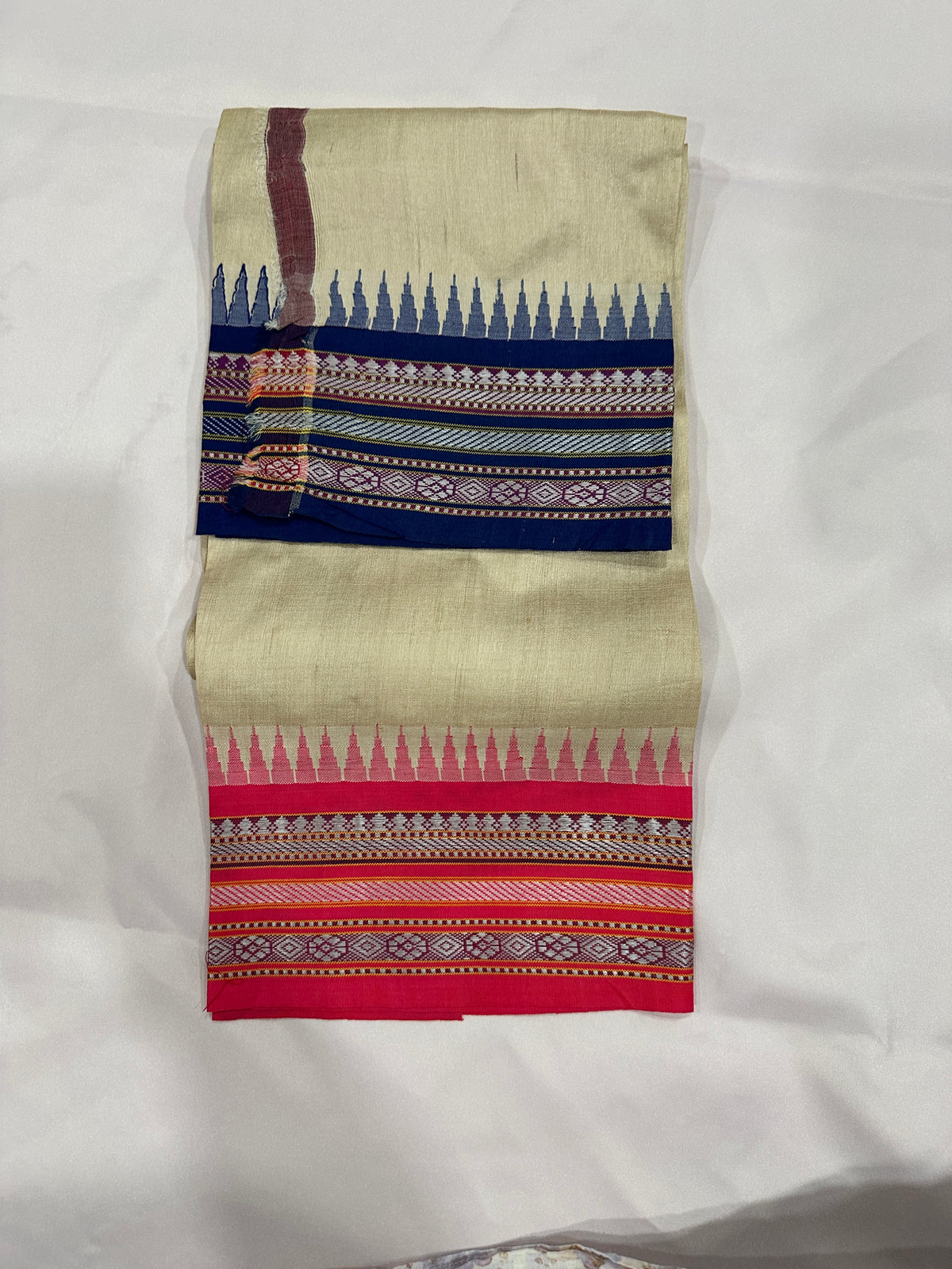 Vidharbha Tussar - Navy Blue and Pink Ganga Jamuna Border