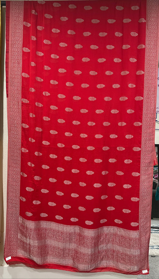 Chiffon Benarasi Style - Red