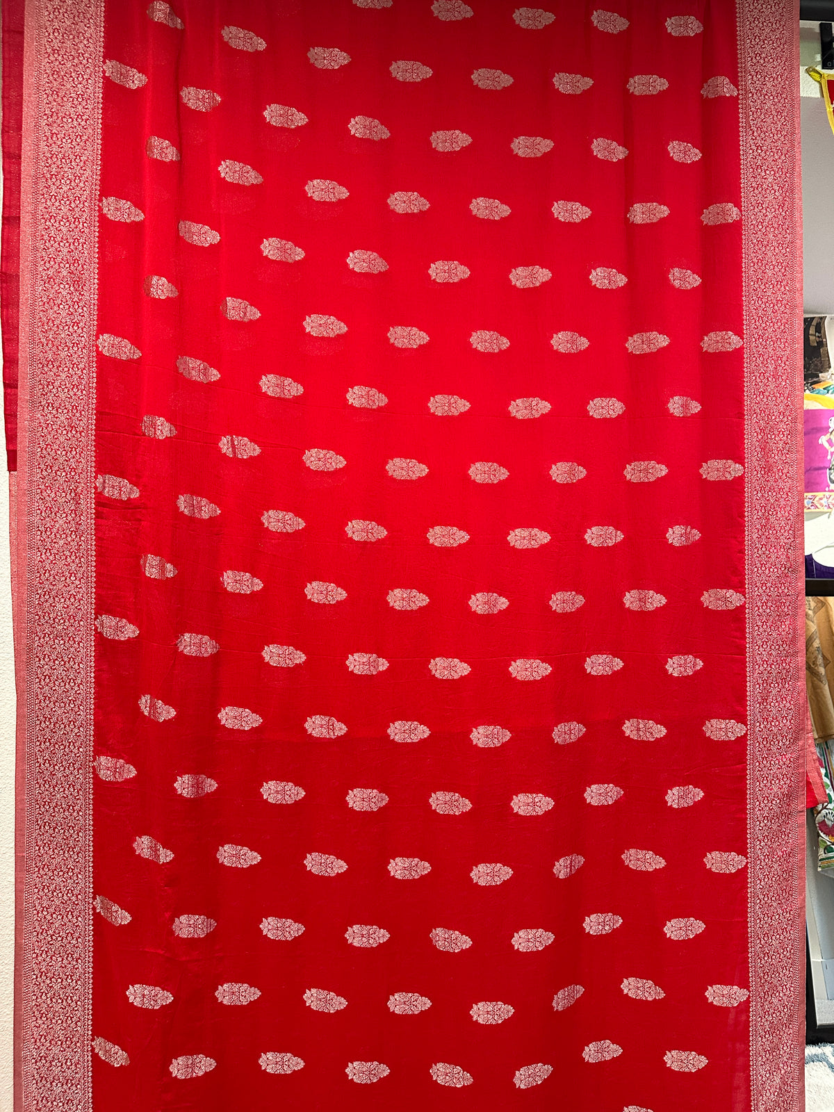 Chiffon Benarasi Style - Red