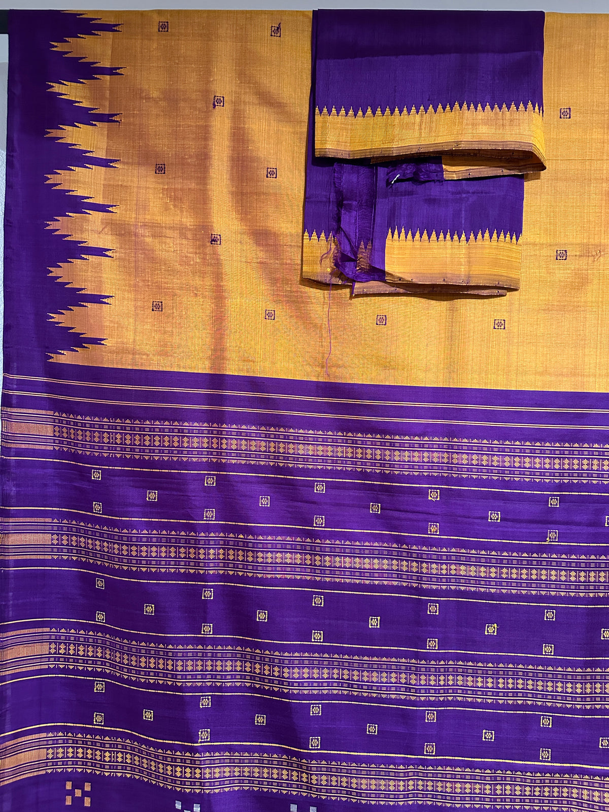 Berhampuri Double Palla Mustard Yellow