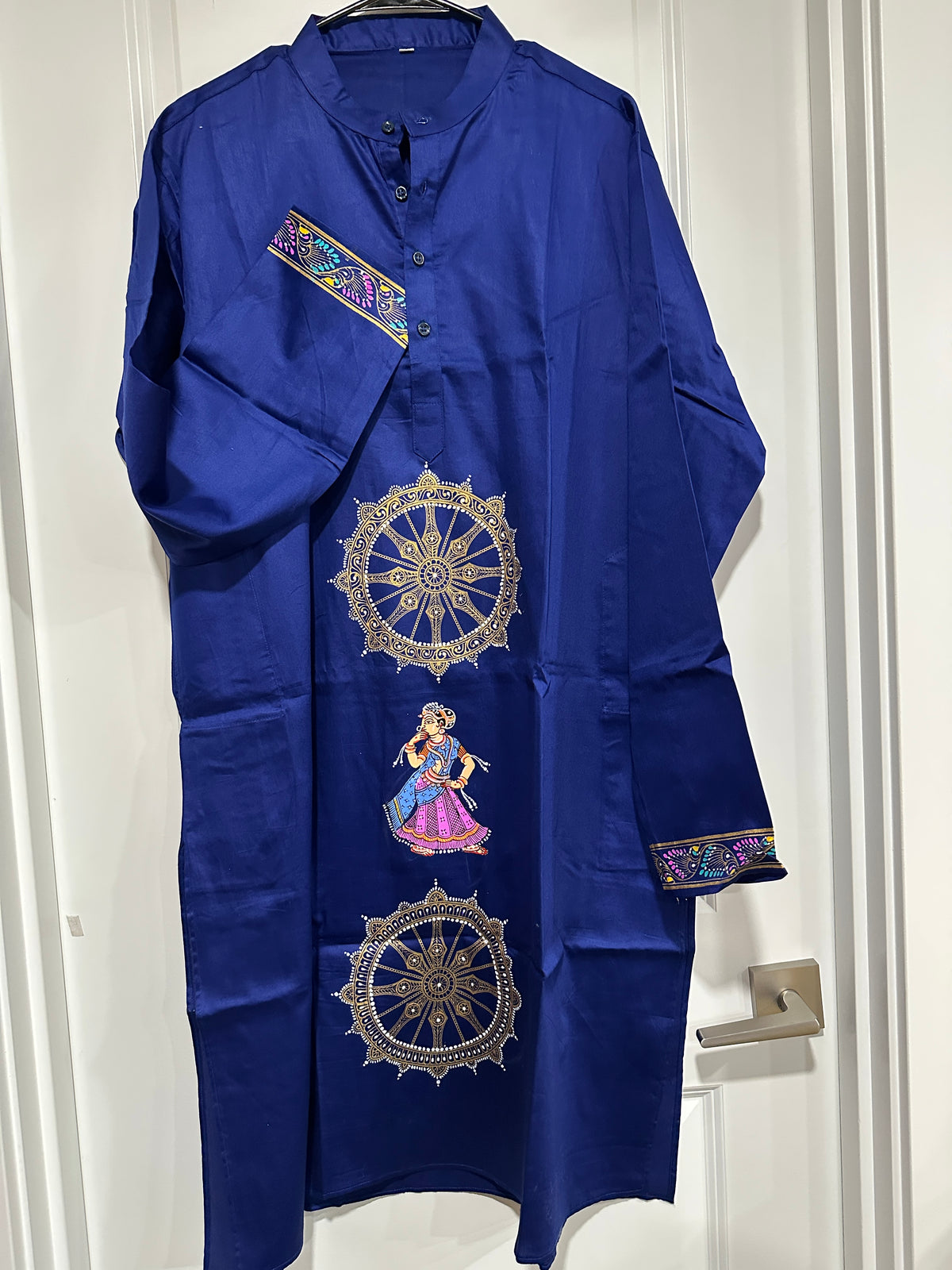 Men's Kurta - Pattachitra - RoyalBlue Chakra Dancer