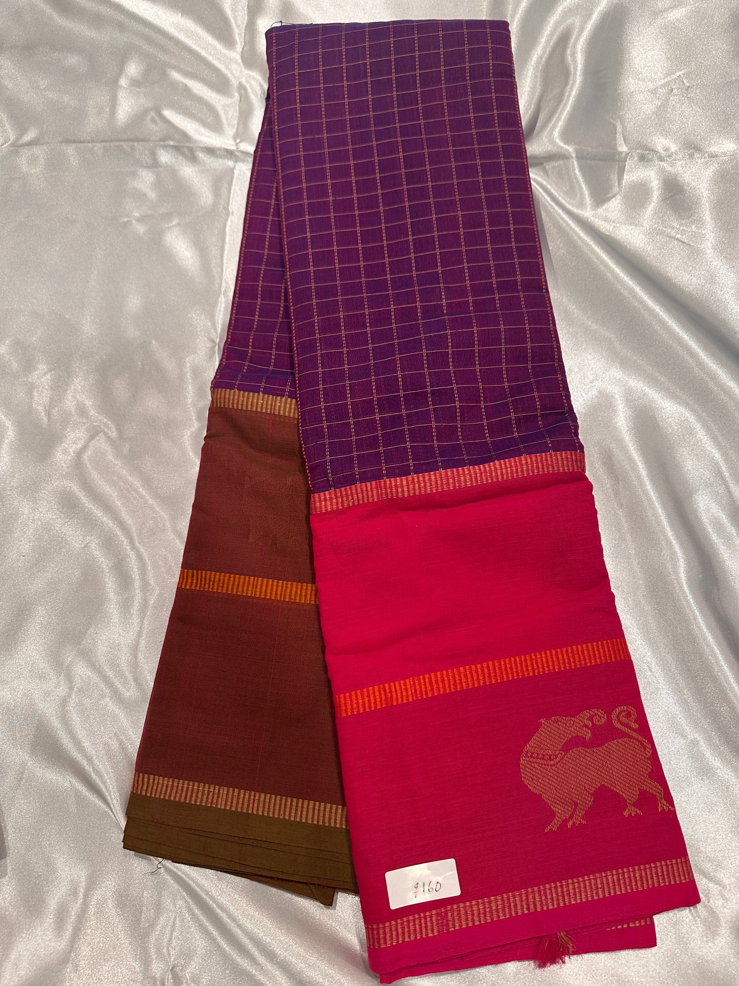Chettinad Cotton Violet with Broad Woven Thread Border