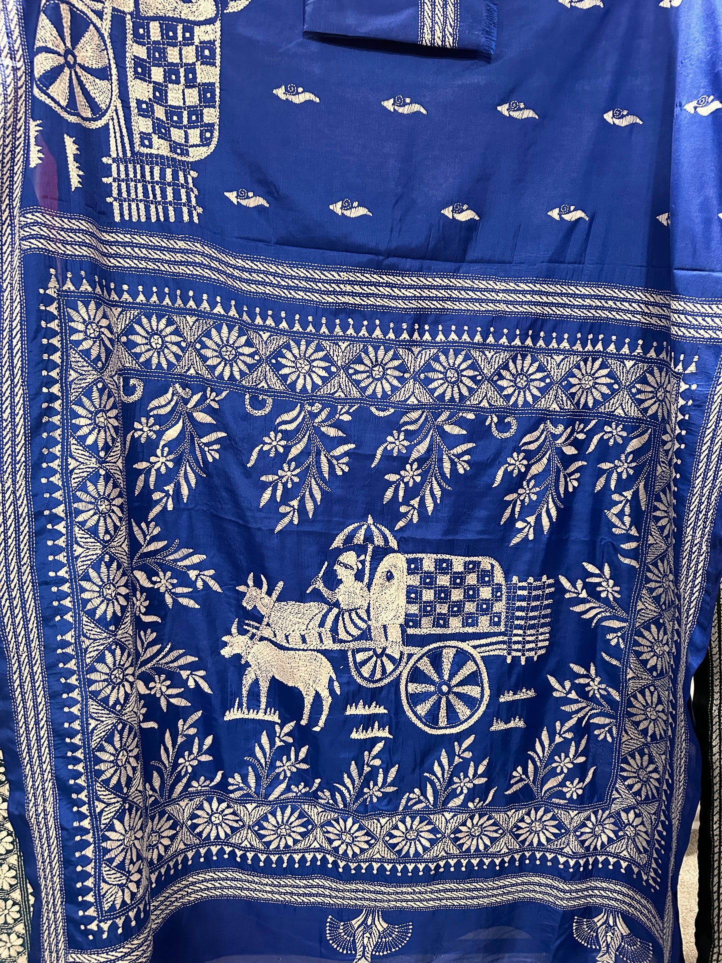 Kaantha Stitch Saree - CowCart Design Royal Blue