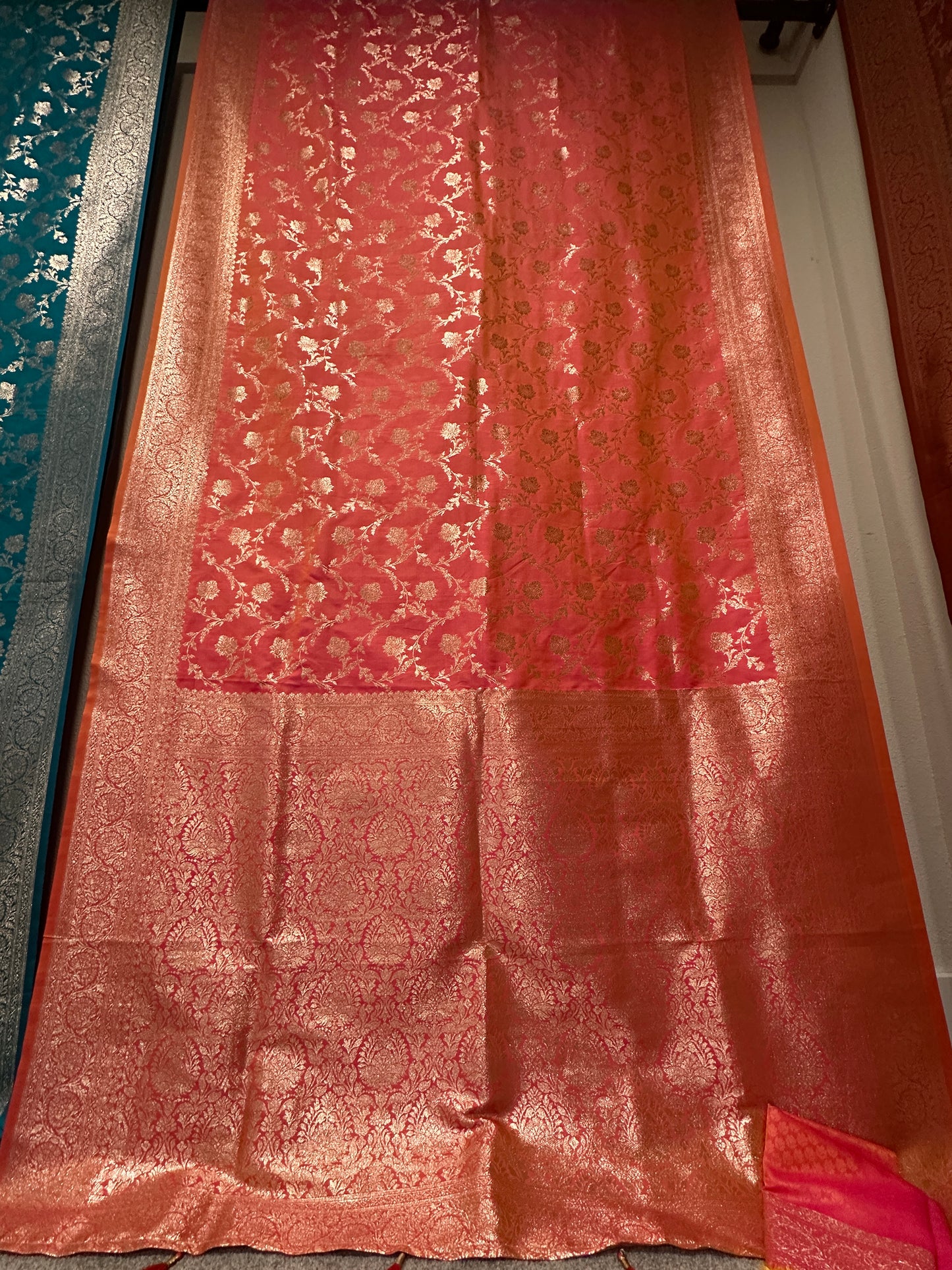Benarasi Saree Semi Katan - Peach