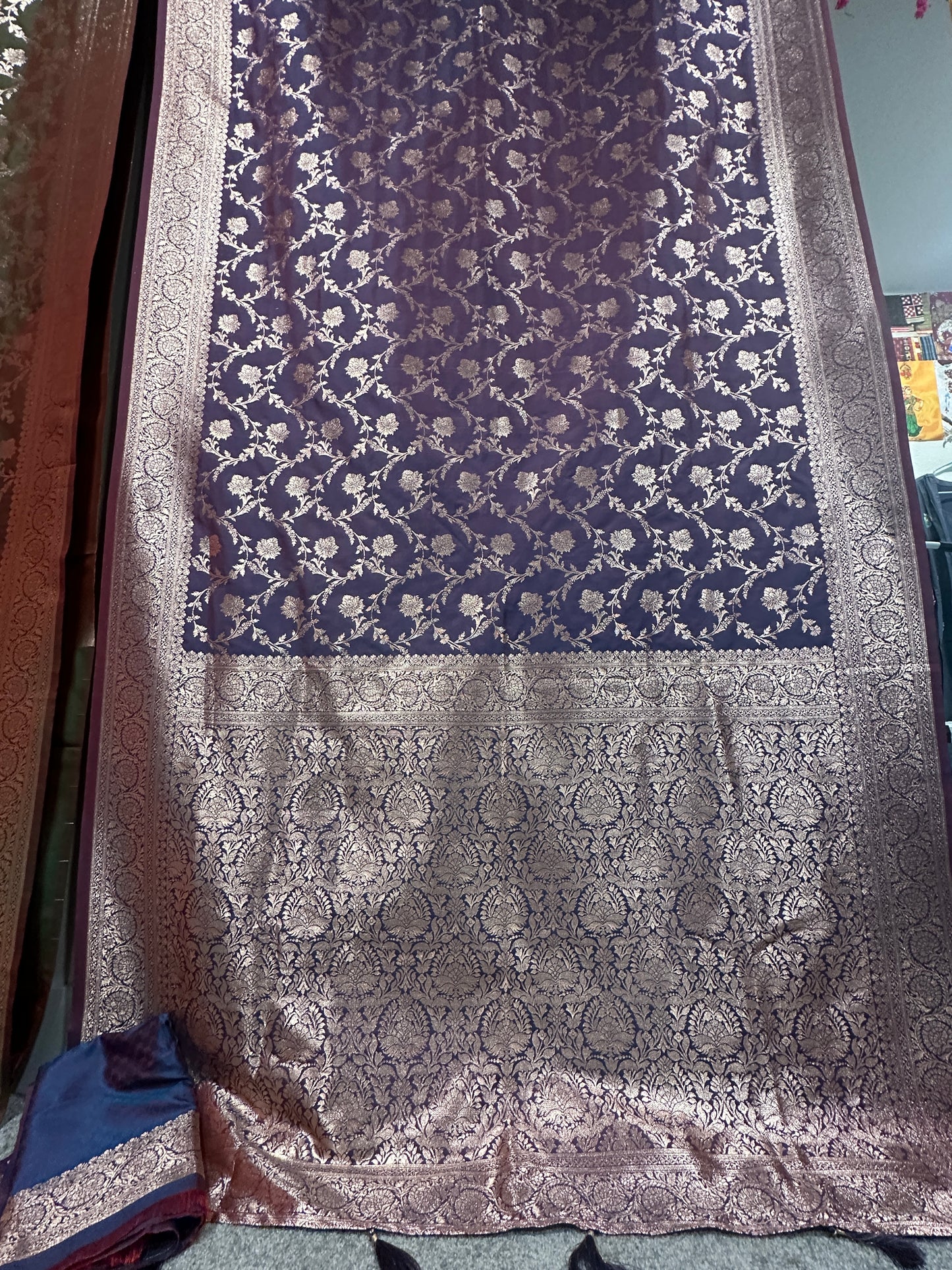 Benarasi Saree Semi Katan - Lavender