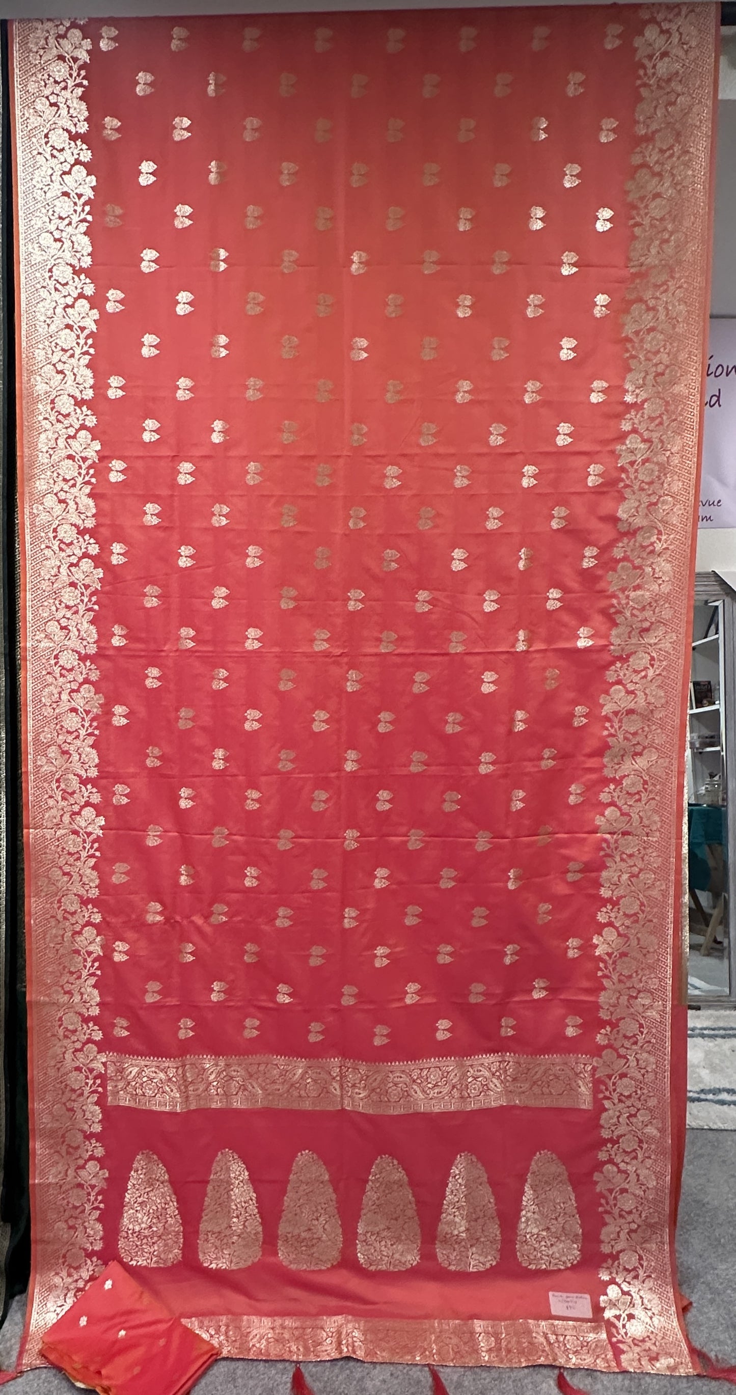 Benarasi Saree Semi Katan - Peach