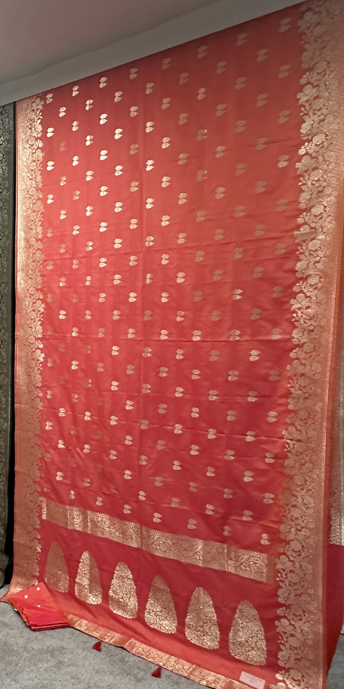 Benarasi Saree Semi Katan - Peach