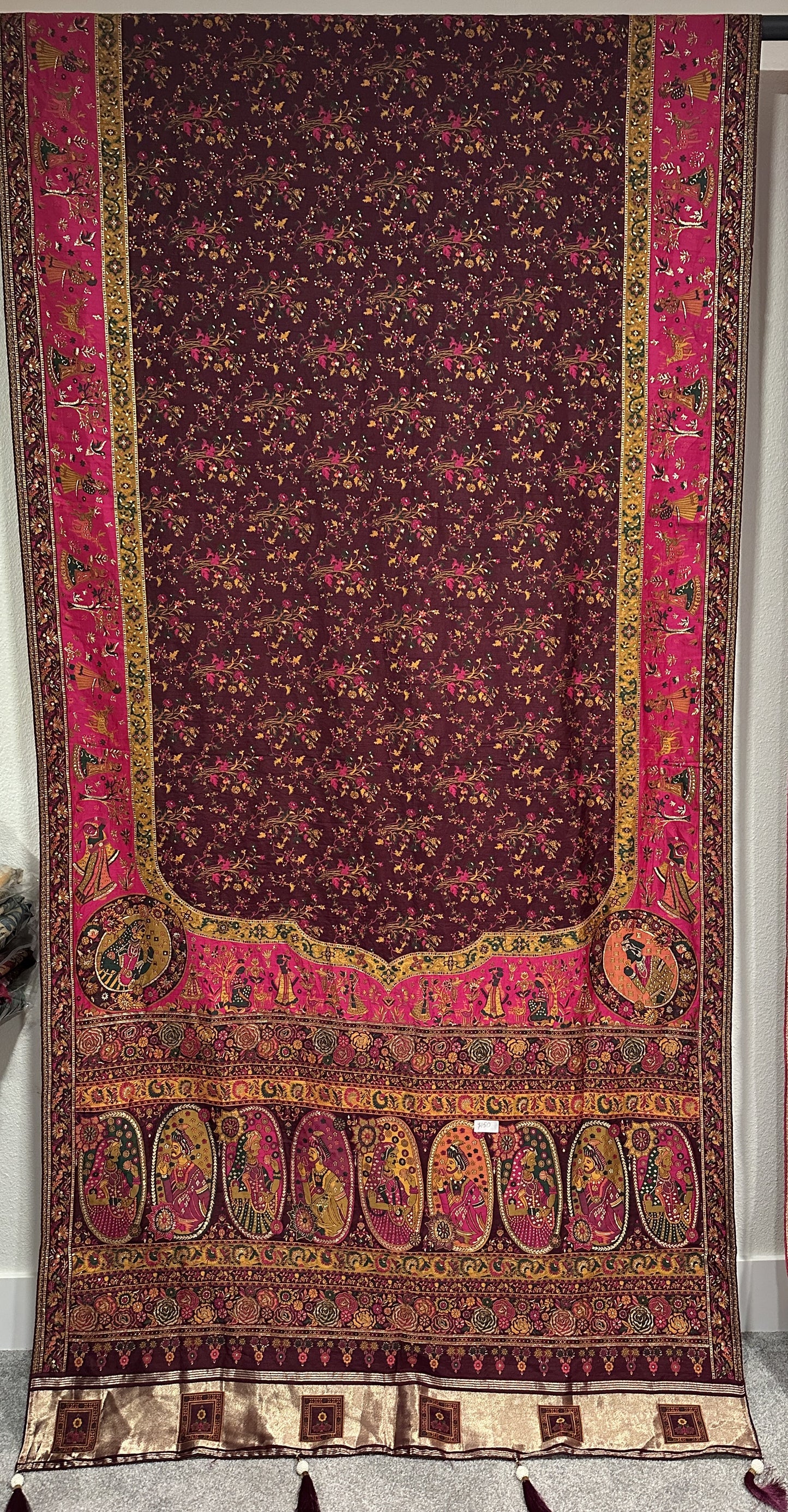 Pure Silk Sarees with Pashmina style - Wine