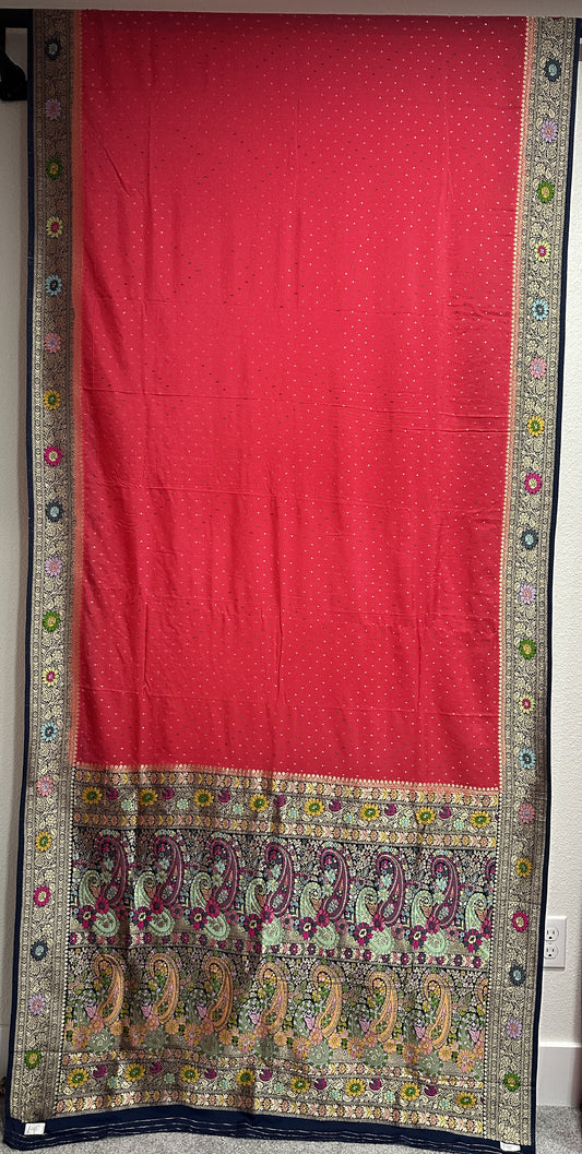 Pure Silk Sarees  - Tomato Red
