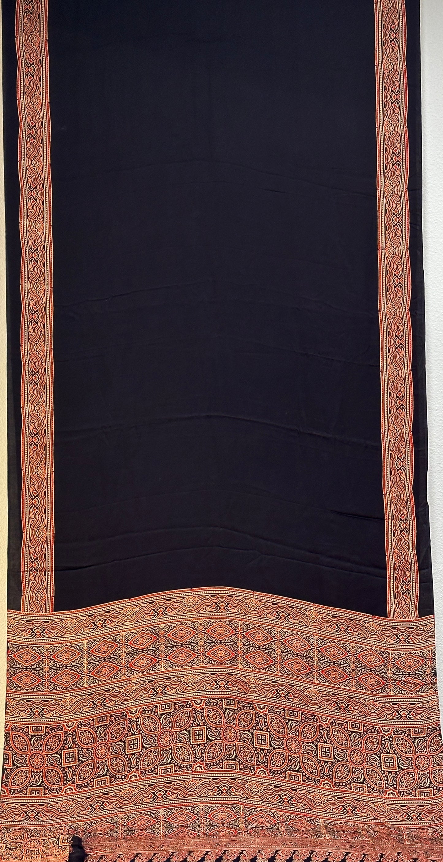 Ajrak print on Modal Silk - Black