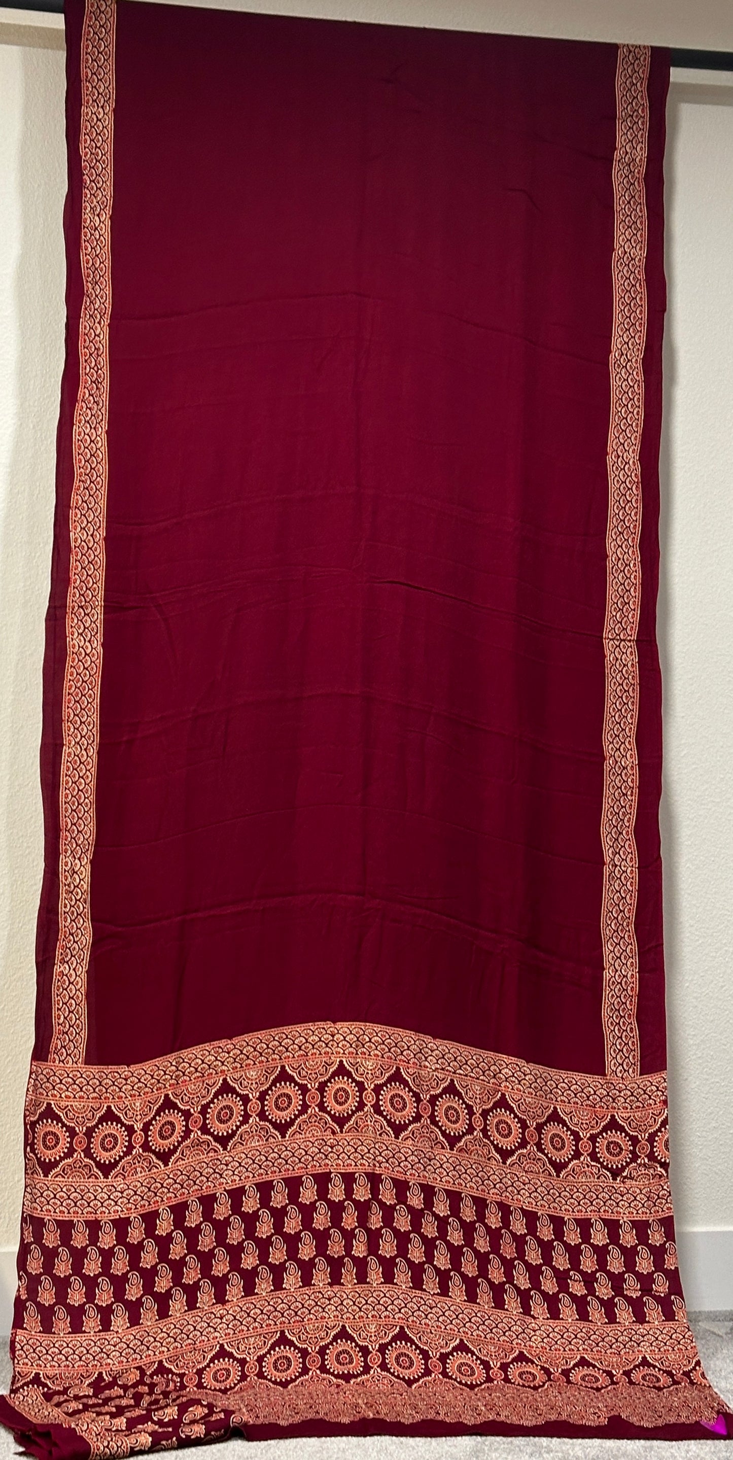 Ajrak print on Modal Silk - Maroon