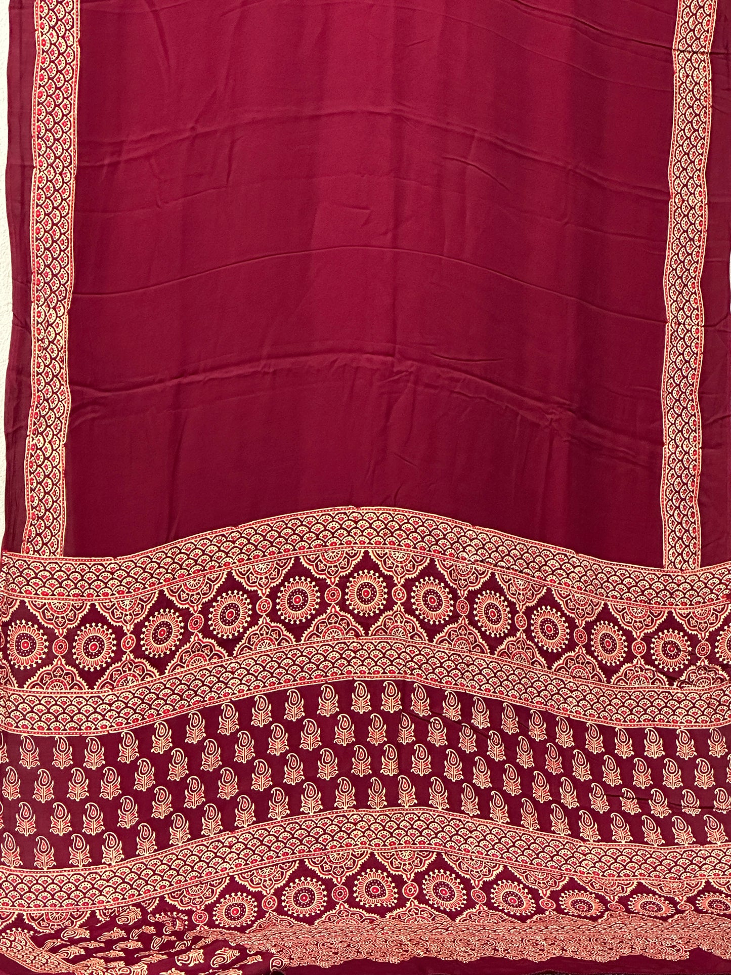 Ajrak print on Modal Silk - Maroon