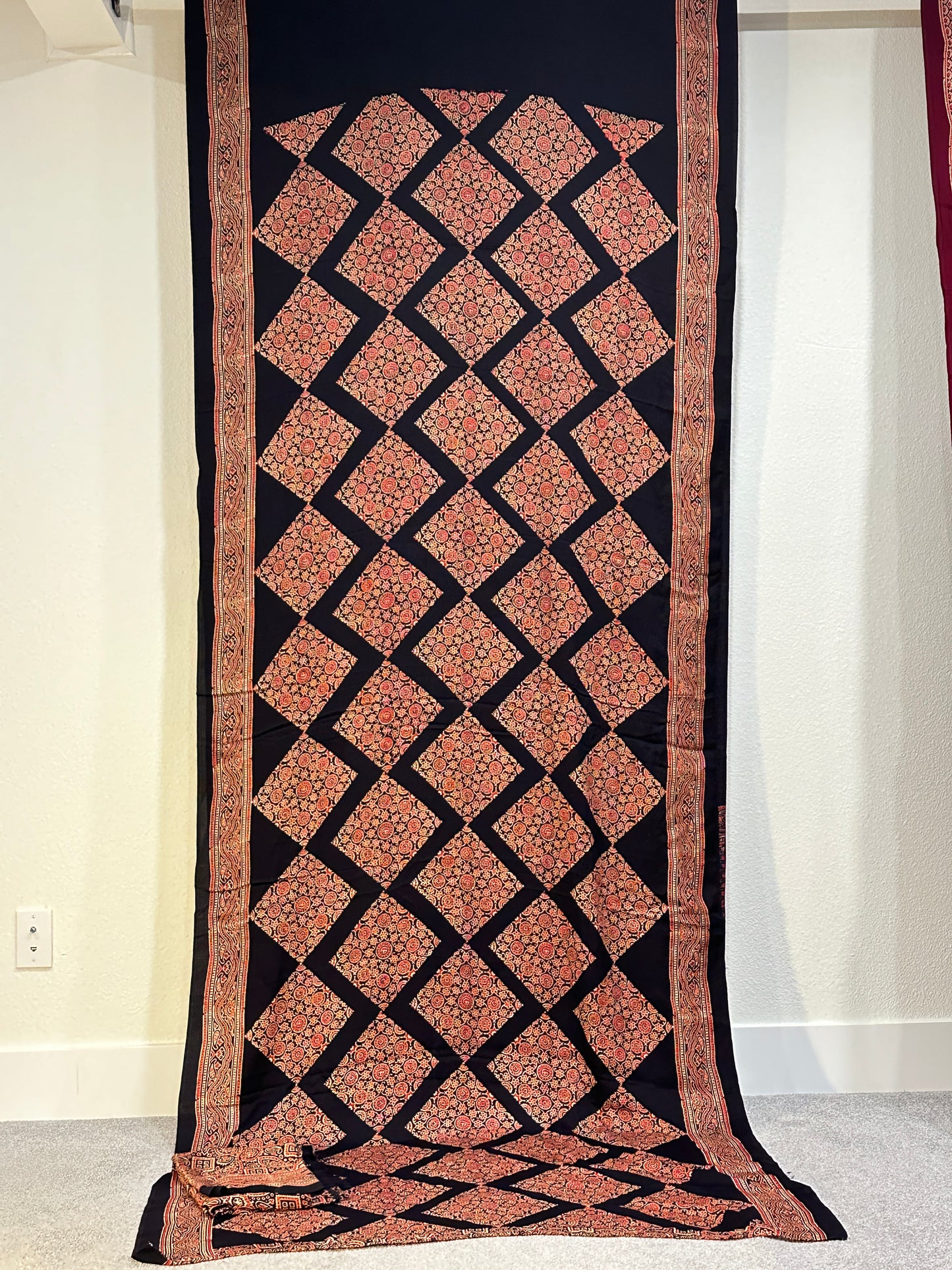 Ajrak print on Modal Silk - Black