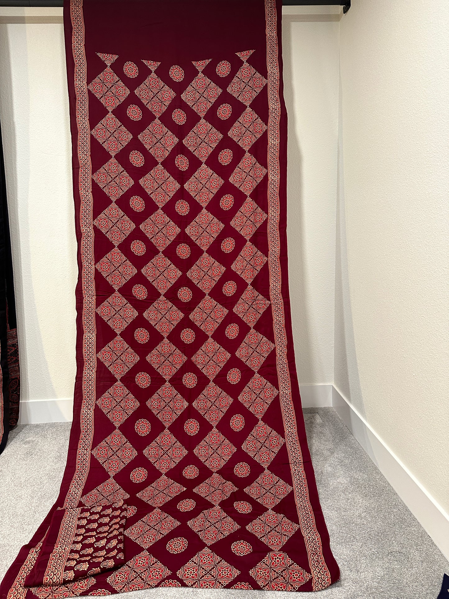 Ajrak print on Modal Silk - Maroon