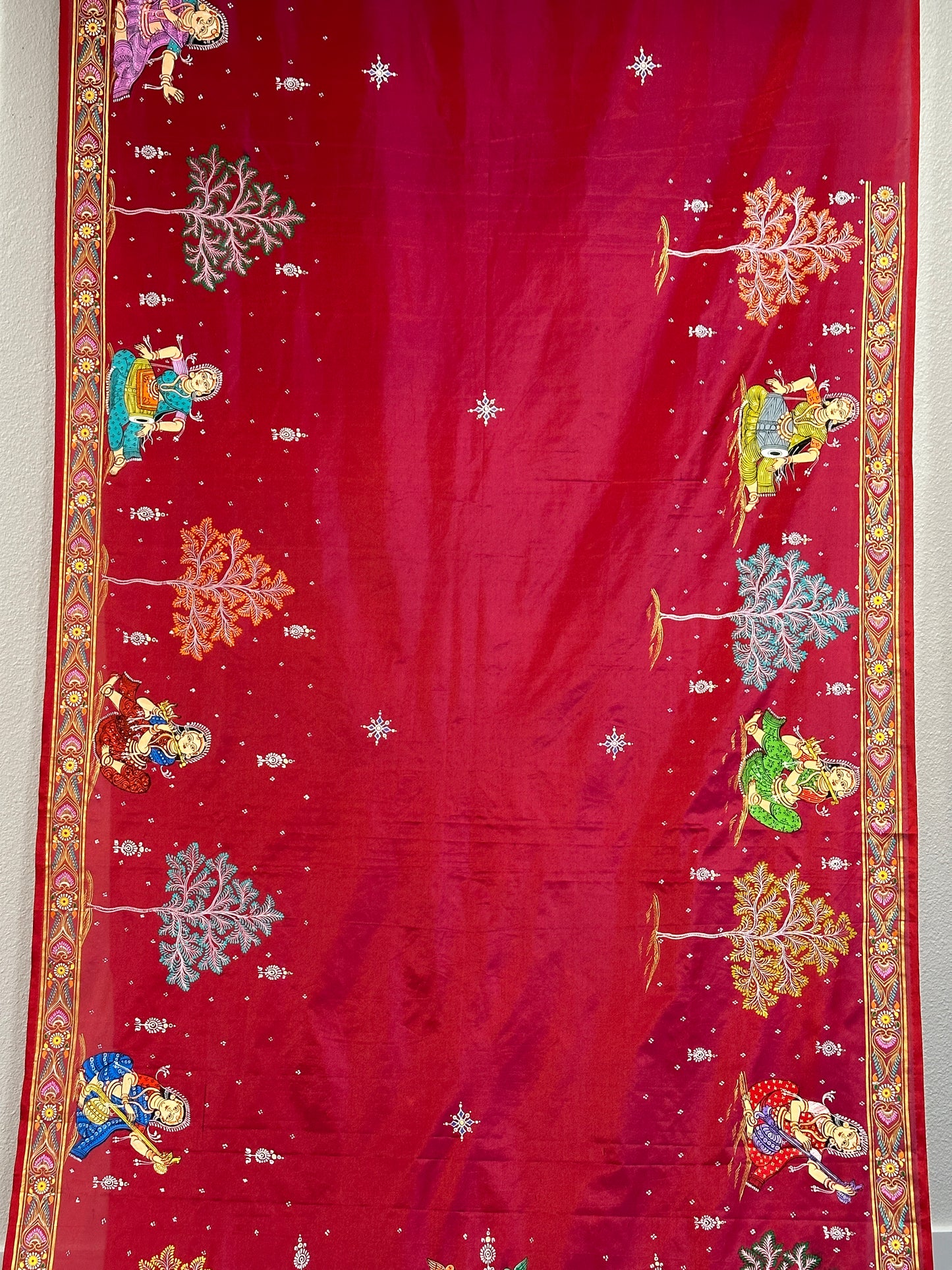 Maroon Soft Silk Pattachitra Saree with Kandarpa Haathi