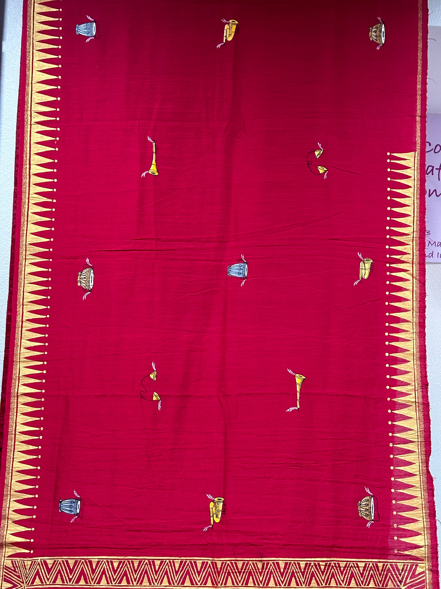 Patachitra Saree Reddish Maroon - Wedding Theme (Bride in Palanquin)