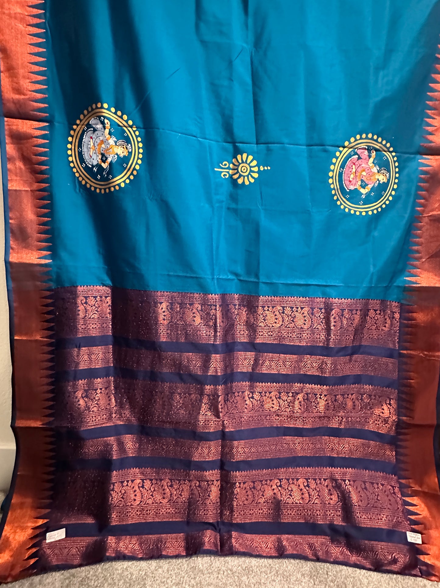 Patachitra Sarees - Blue Alpana theme