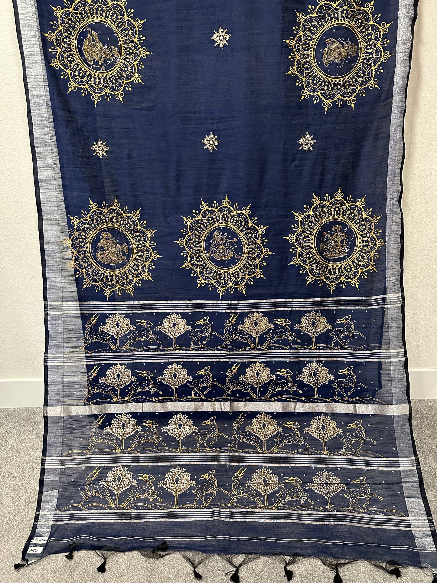 Blue Chanderi Cotton Pattachitra Saree